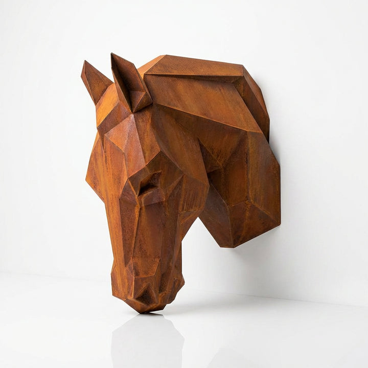 Sculpture Tête de Cheval Murale Facettée