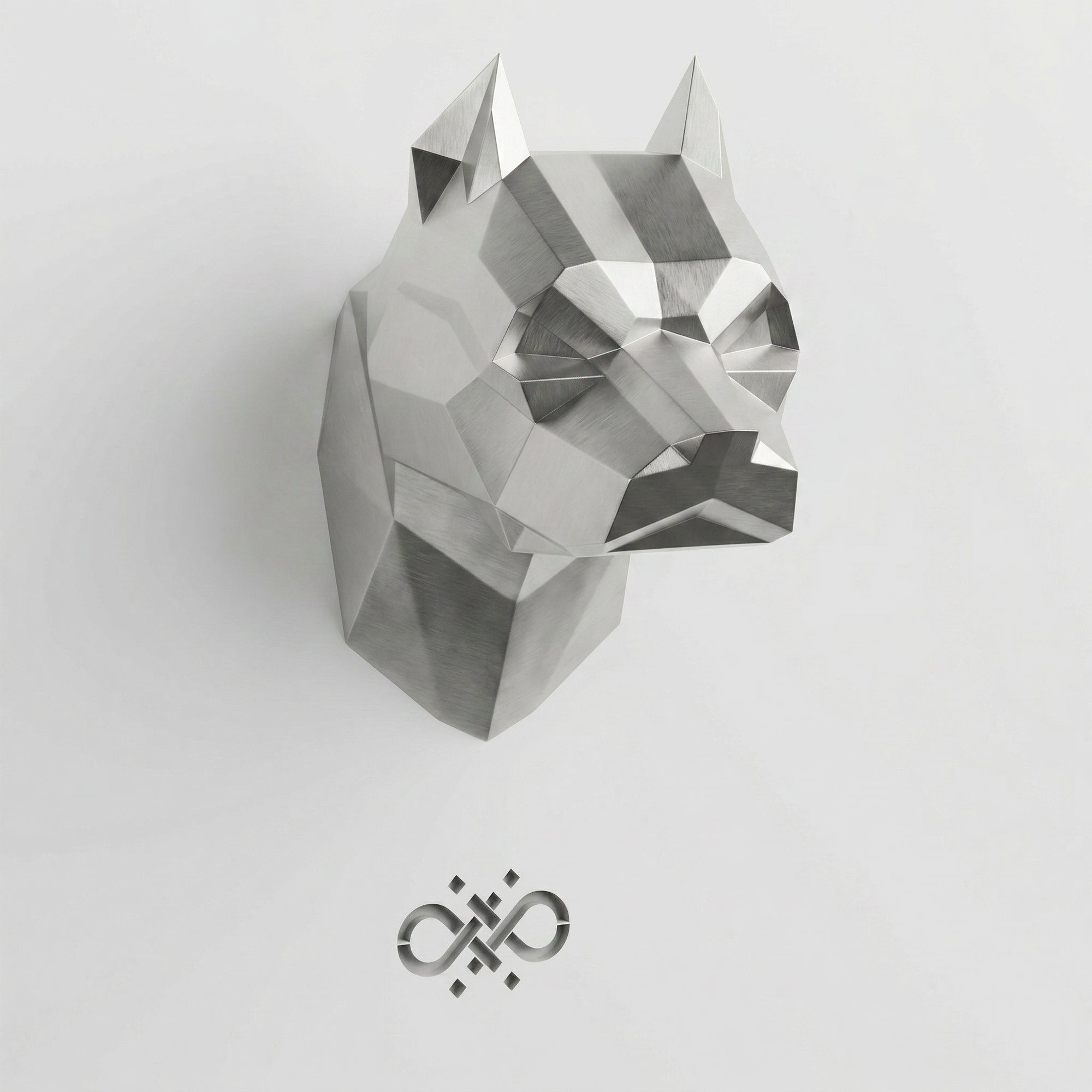 Sculpture Tête de Pitbull Géométrique Contemporain - Sculpture Origami