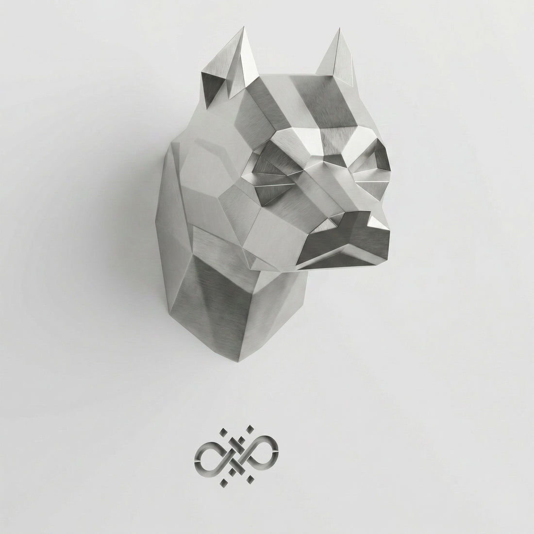 Sculpture Tête de Pitbull Géométrique Contemporain - Sculpture Origami