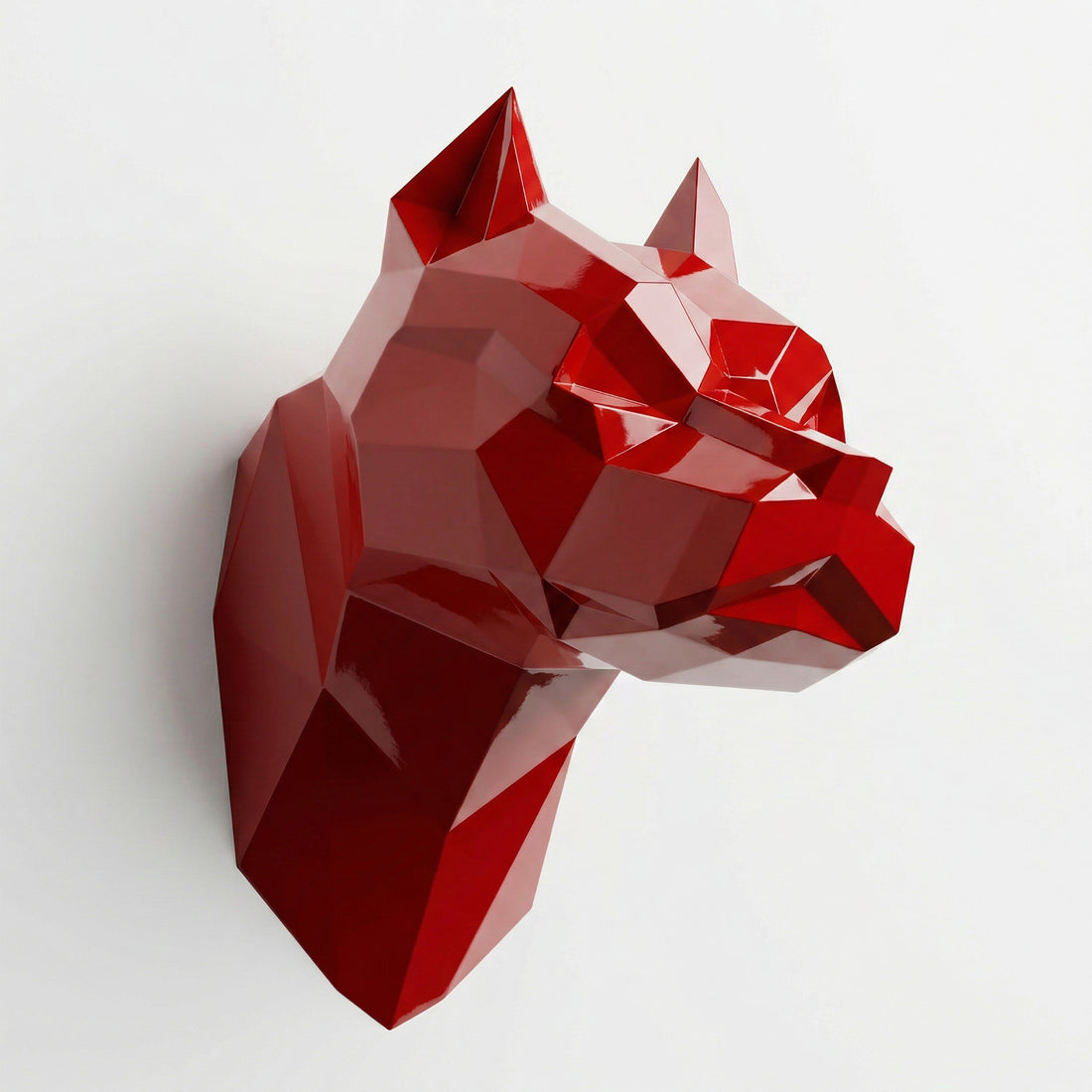 Sculpture Tête de Pitbull Géométrique Contemporain - Sculpture Origami