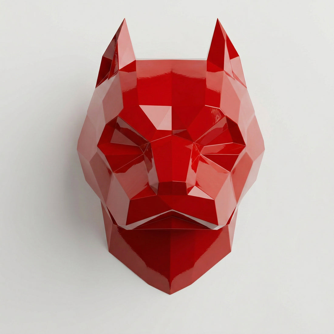 Sculpture Tête de Pitbull Géométrique Contemporain - Sculpture Origami