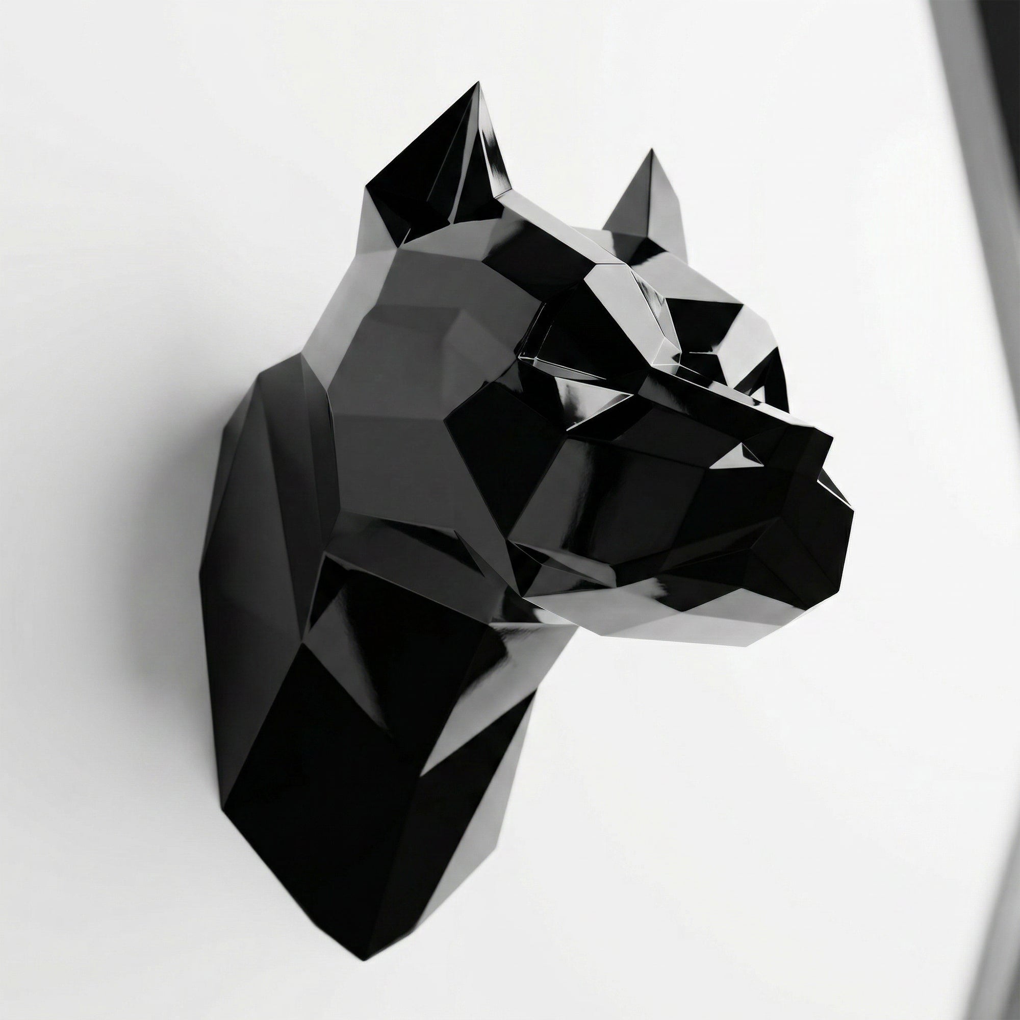 Sculpture Tête de Pitbull Géométrique Contemporain - Sculpture Origami