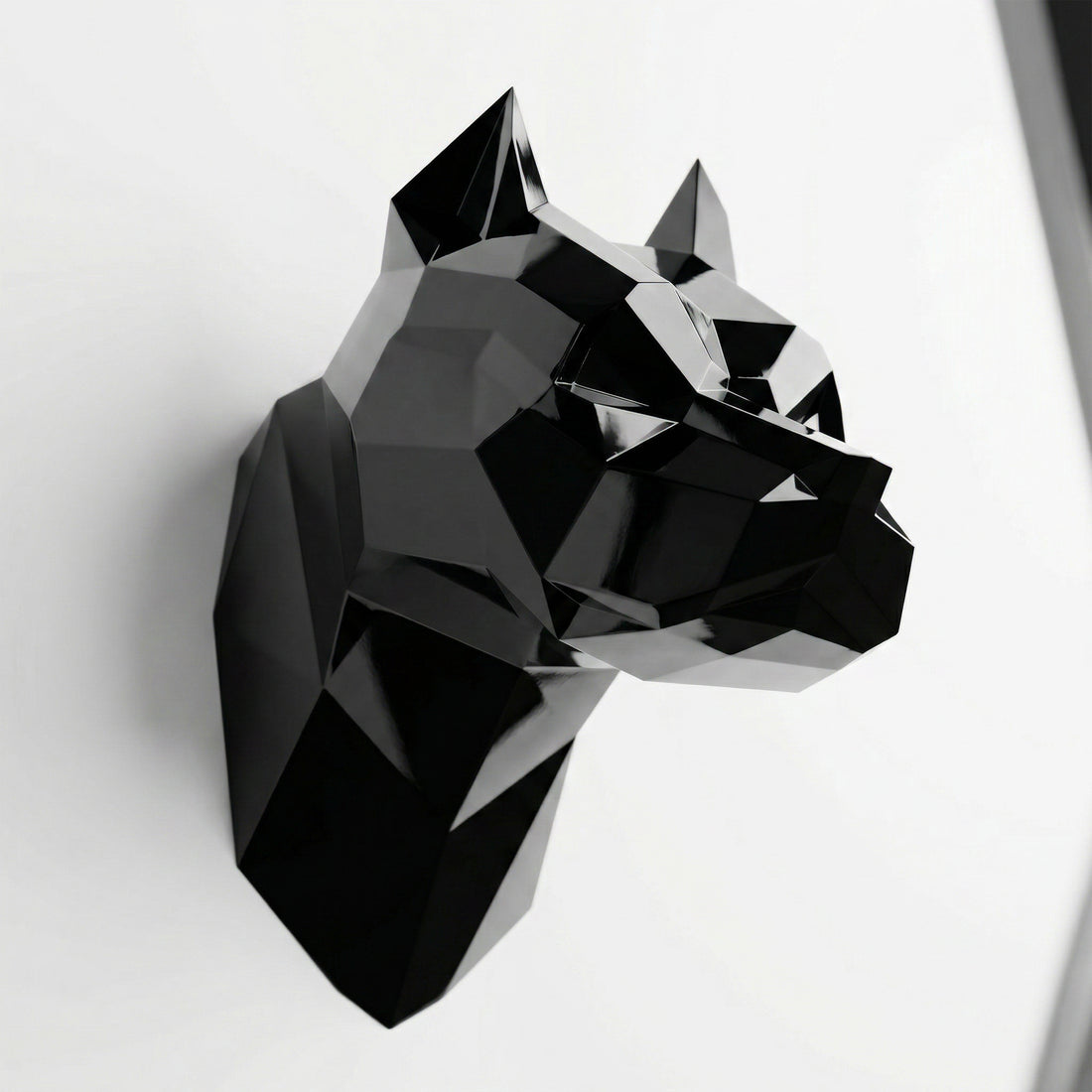 Sculpture Tête de Pitbull Géométrique Contemporain - Sculpture Origami