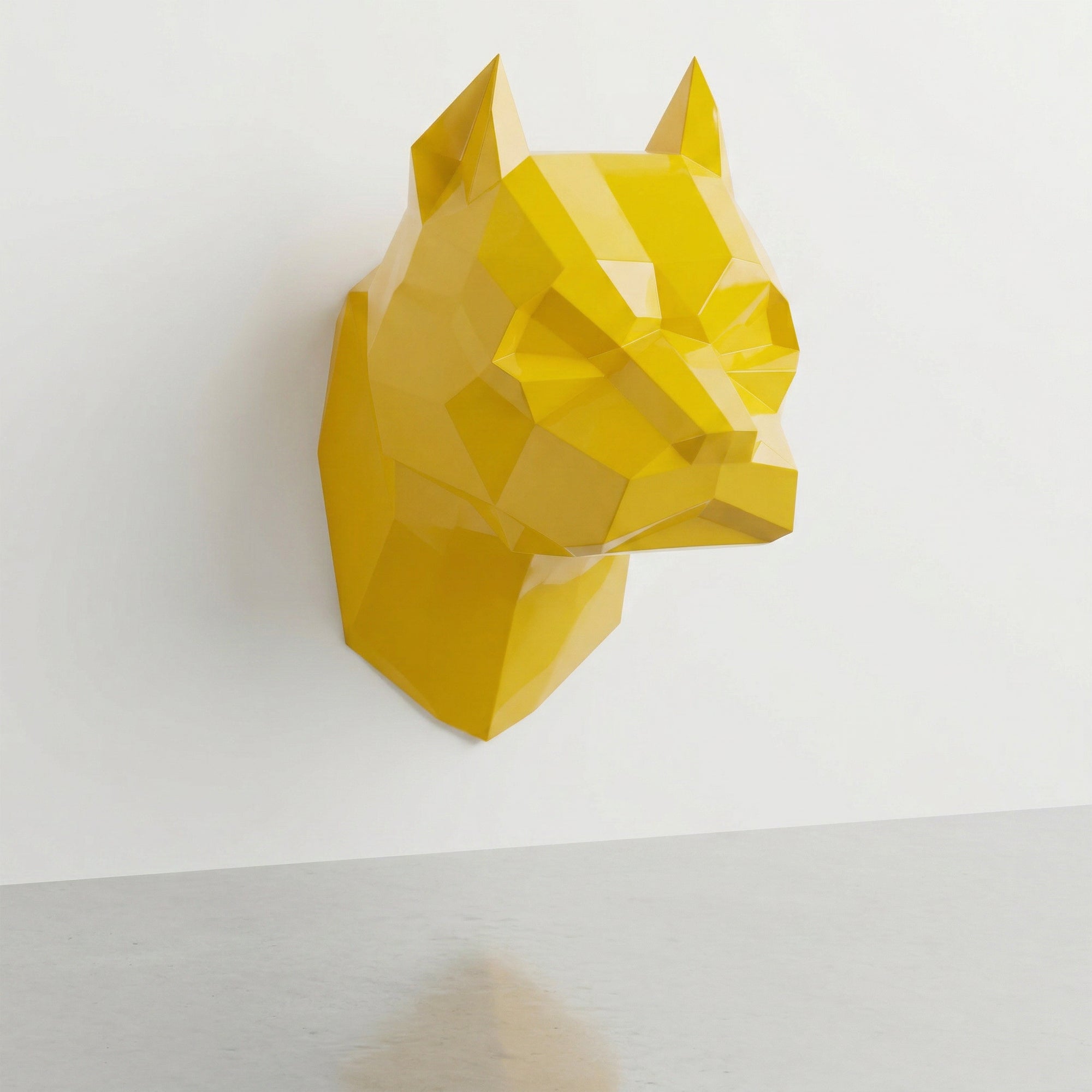 Sculpture Tête de Pitbull Géométrique Contemporain - Sculpture Origami