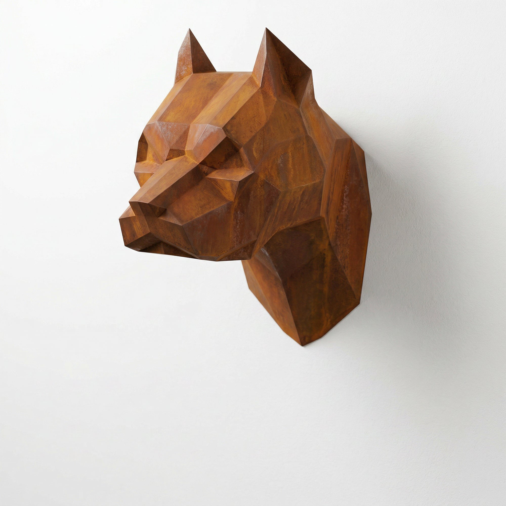 Sculpture Tête de Pitbull Géométrique Contemporain - Sculpture Origami