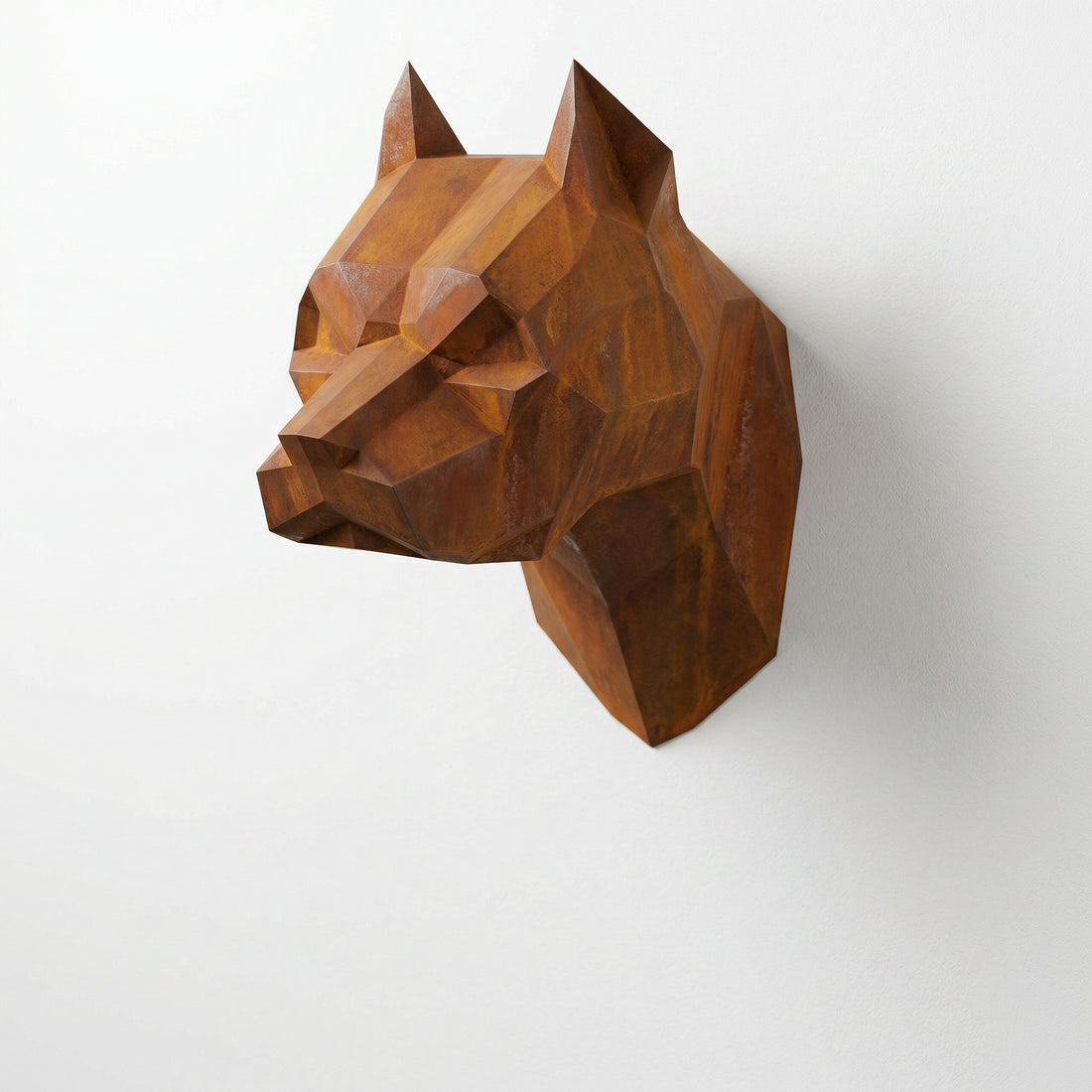 Sculpture Tête de Pitbull Géométrique Contemporain - Sculpture Origami
