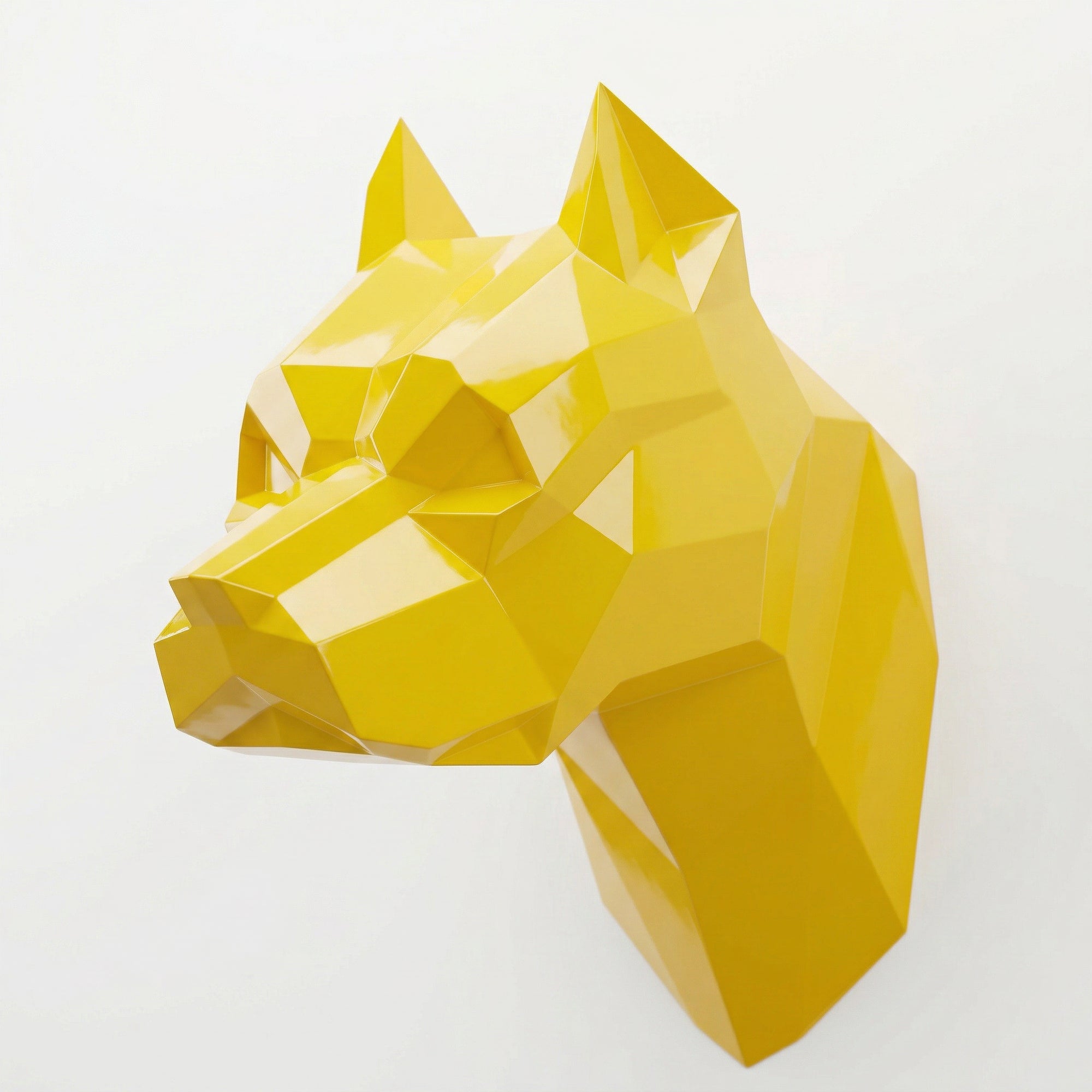 Sculpture Tête de Pitbull Géométrique Contemporain - Sculpture Origami