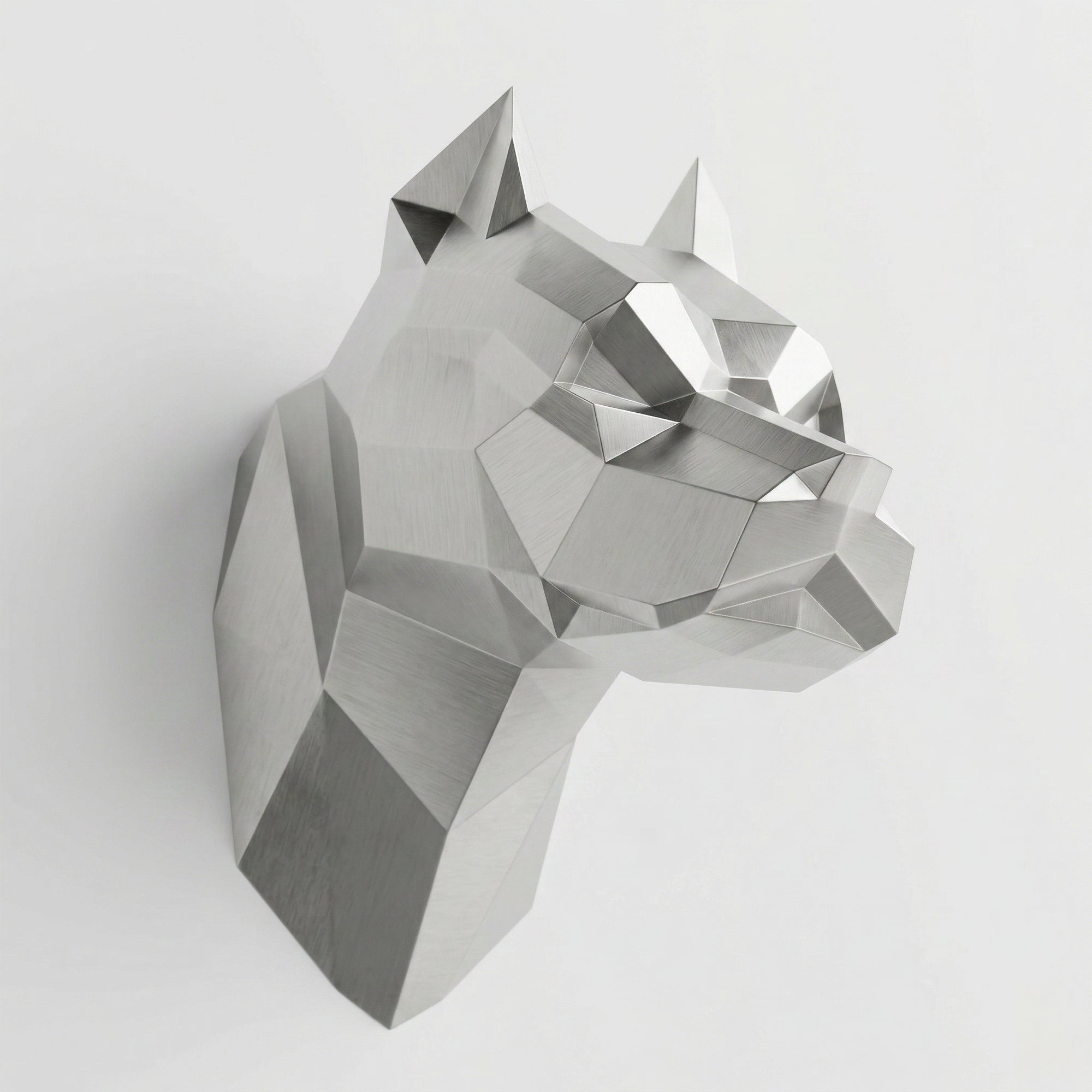 Sculpture Tête de Pitbull Géométrique Contemporain - Sculpture Origami