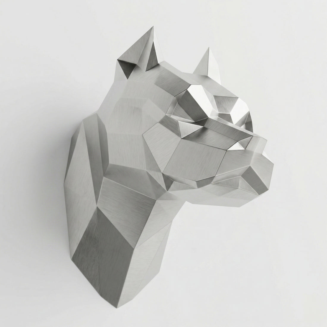Sculpture Tête de Pitbull Géométrique Contemporain - Sculpture Origami