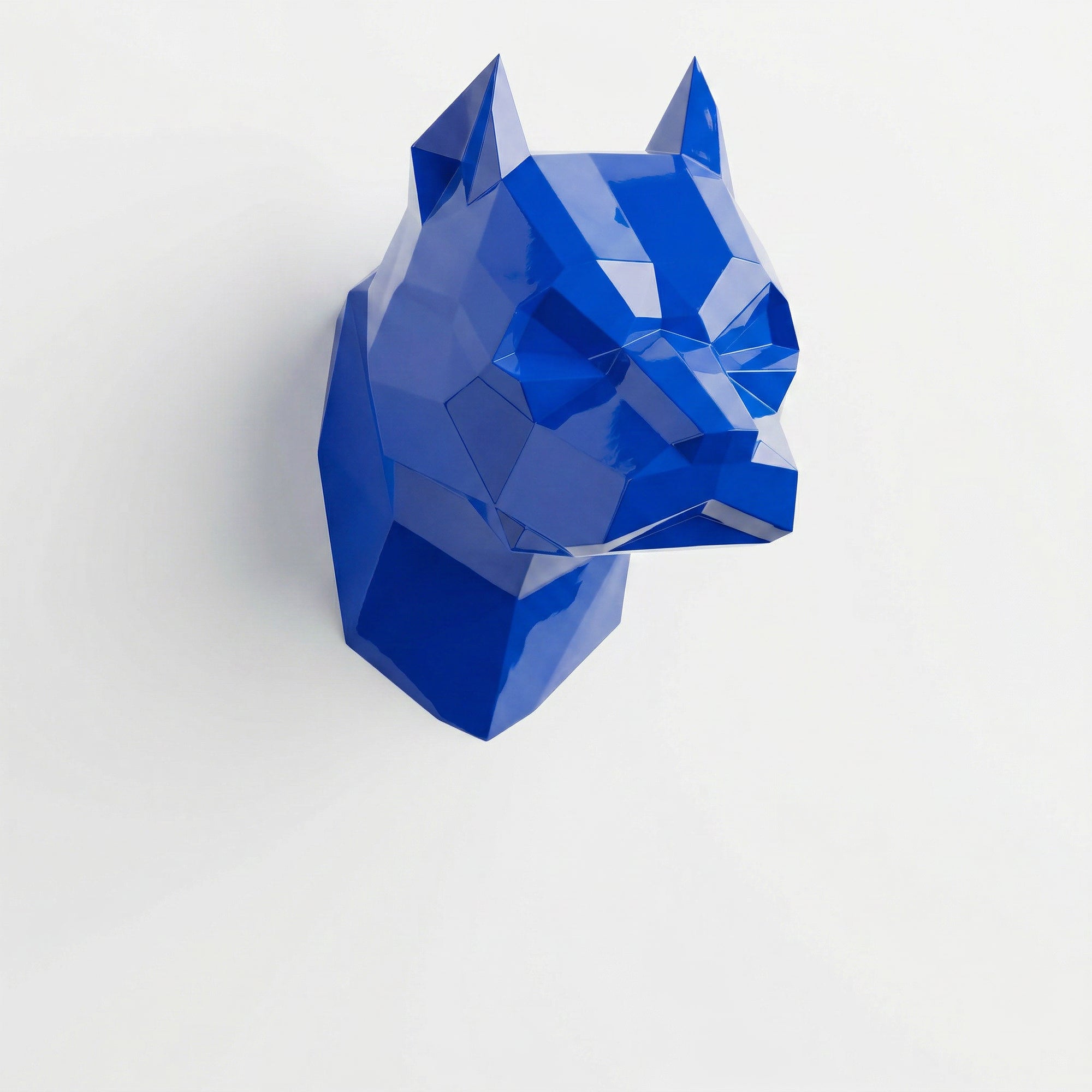 Sculpture Tête de Pitbull Géométrique Contemporain - Sculpture Origami