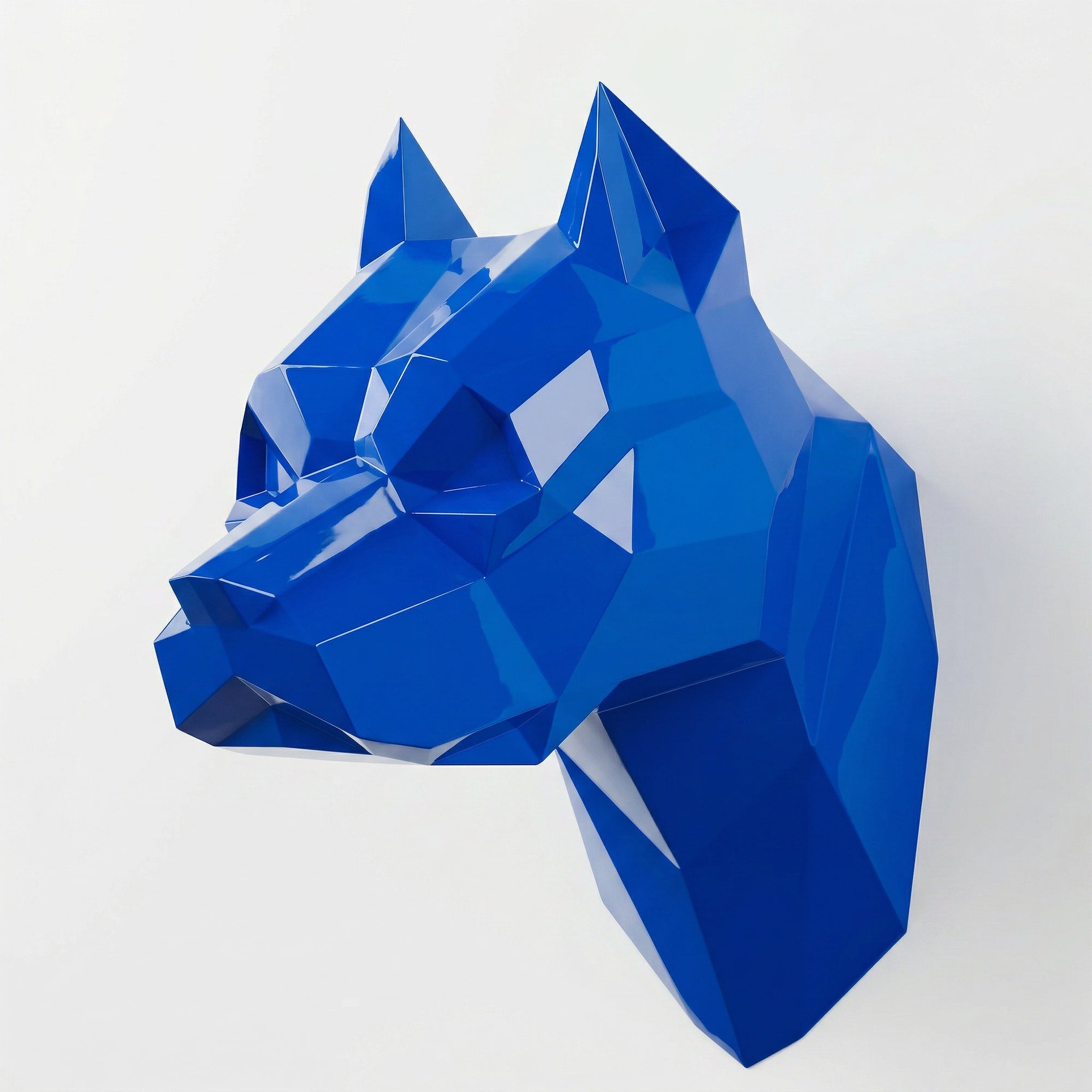 Sculpture Tête de Pitbull Géométrique Contemporain - Sculpture Origami