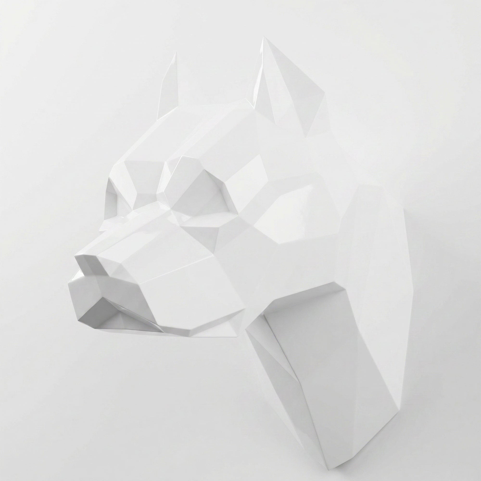 Sculpture Tête de Pitbull Géométrique Contemporain - Sculpture Origami