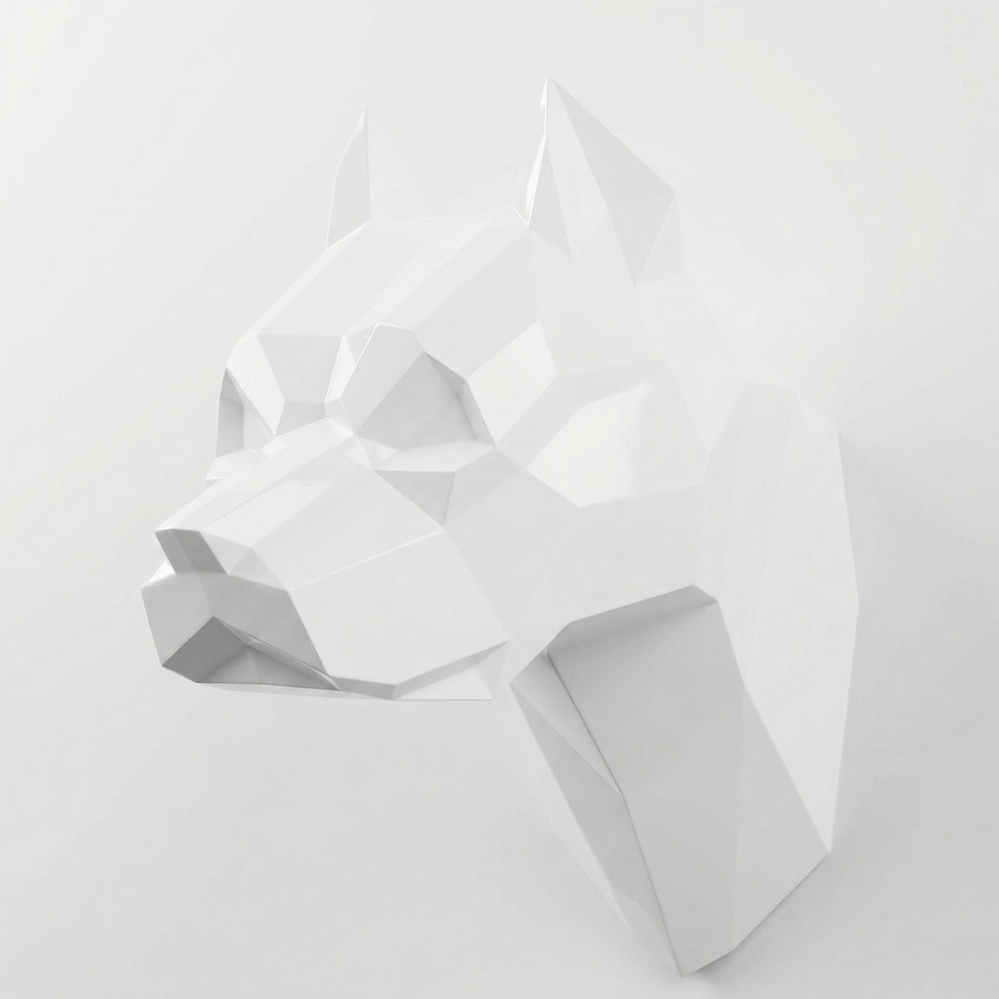 Sculpture Tête de Pitbull Géométrique Contemporain - Sculpture Origami