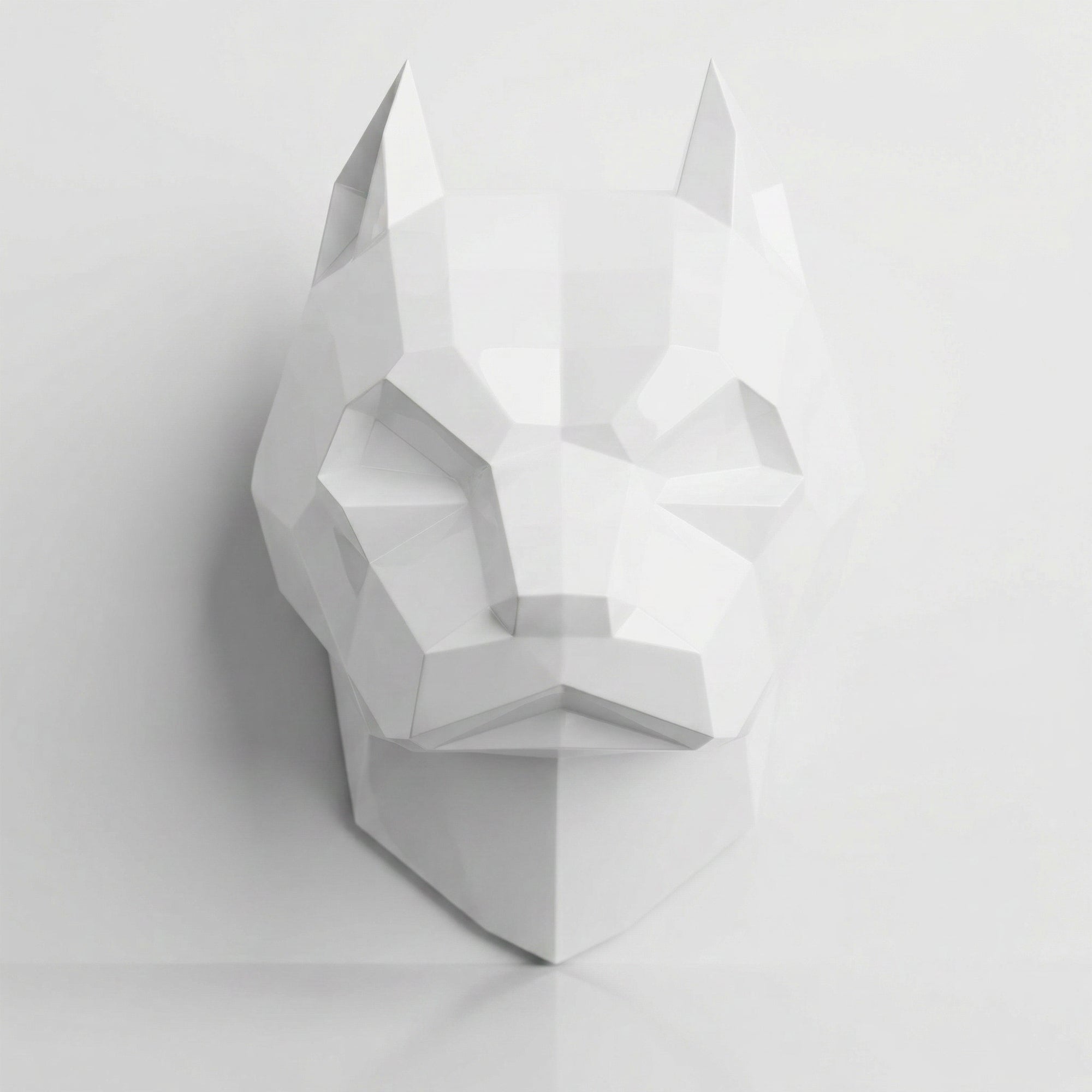 Sculpture Tête de Pitbull Géométrique Contemporain - Sculpture Origami