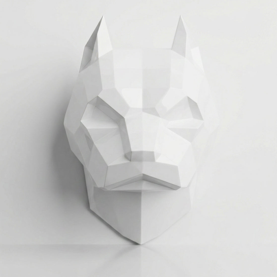 Sculpture Tête de Pitbull Géométrique Contemporain - Sculpture Origami