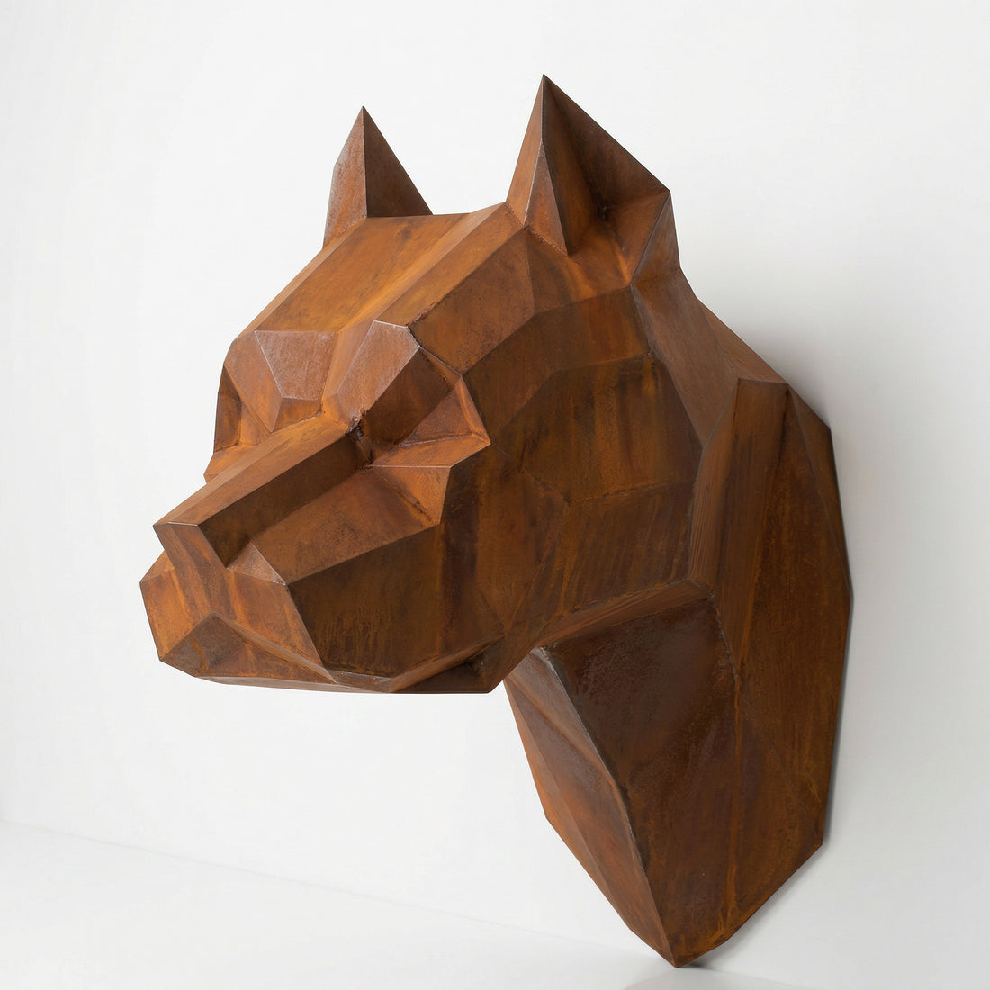 Sculpture Tête de Pitbull Géométrique Contemporain - Sculpture Origami