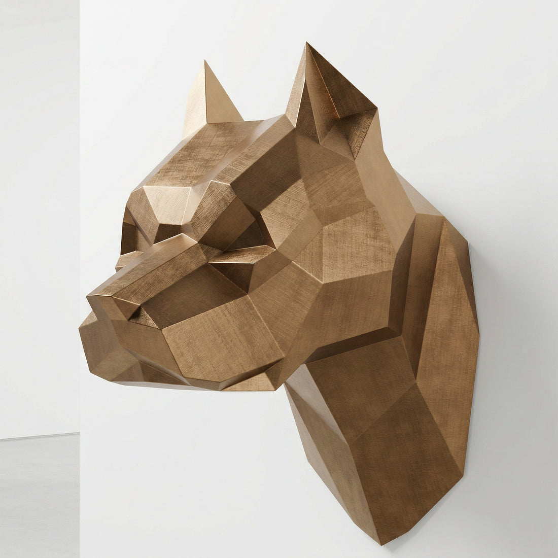 Sculpture Tête de Pitbull Géométrique Contemporain - Sculpture Origami