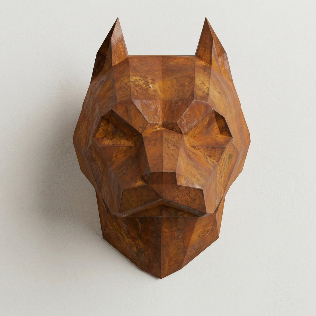 Sculpture Tête de Pitbull Géométrique Contemporain - Sculpture Origami