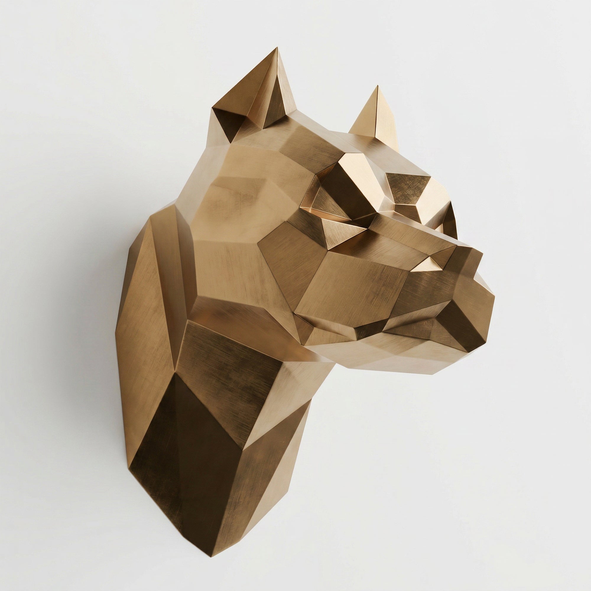 Sculpture Tête de Pitbull Géométrique Contemporain - Sculpture Origami