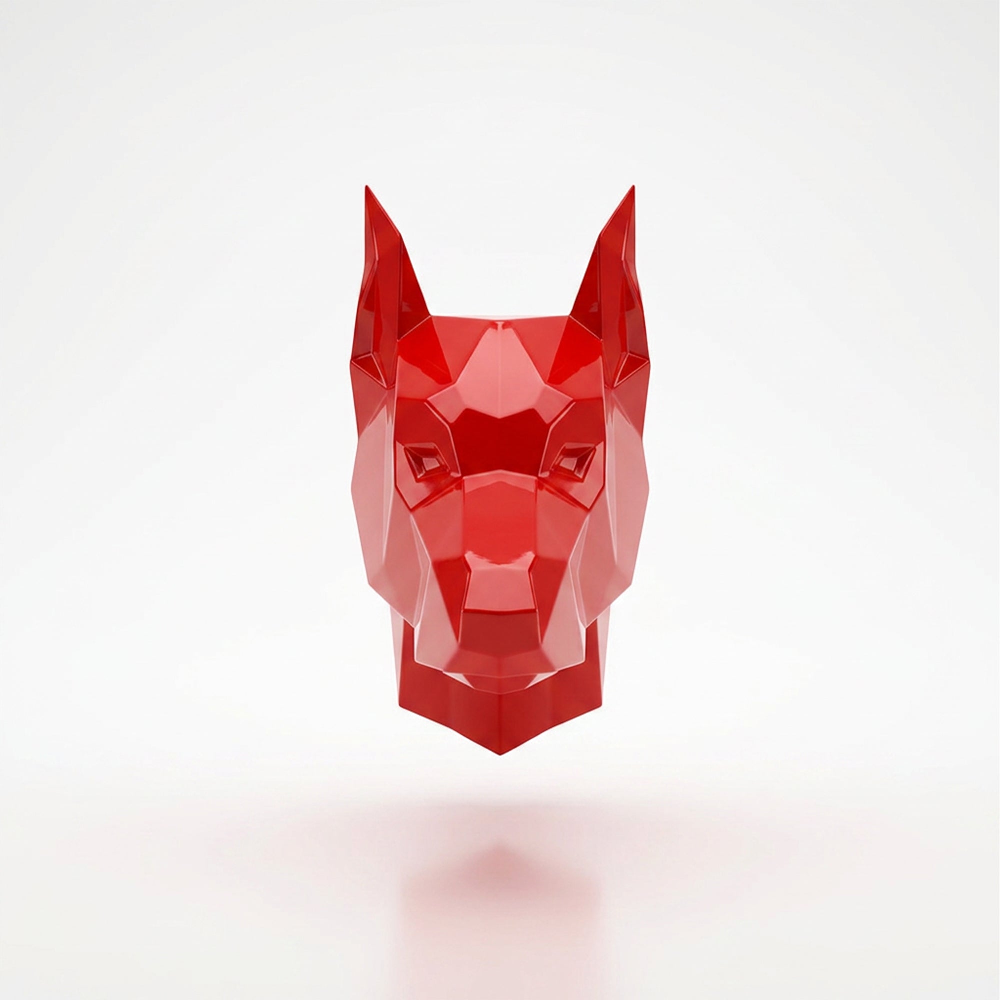 Sculpture Tête de Chien de Garde Facettée - Sculpture Origami