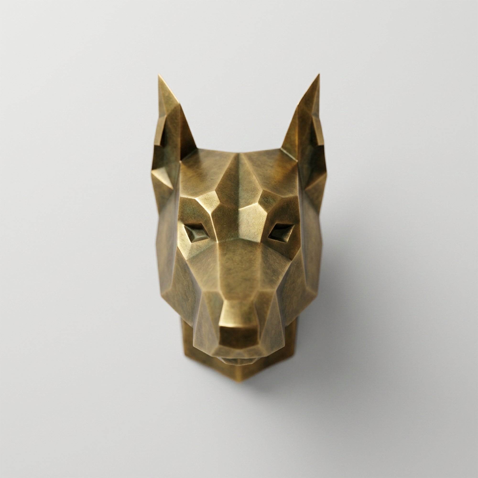 Sculpture Tête de Chien de Garde Facettée - Sculpture Origami