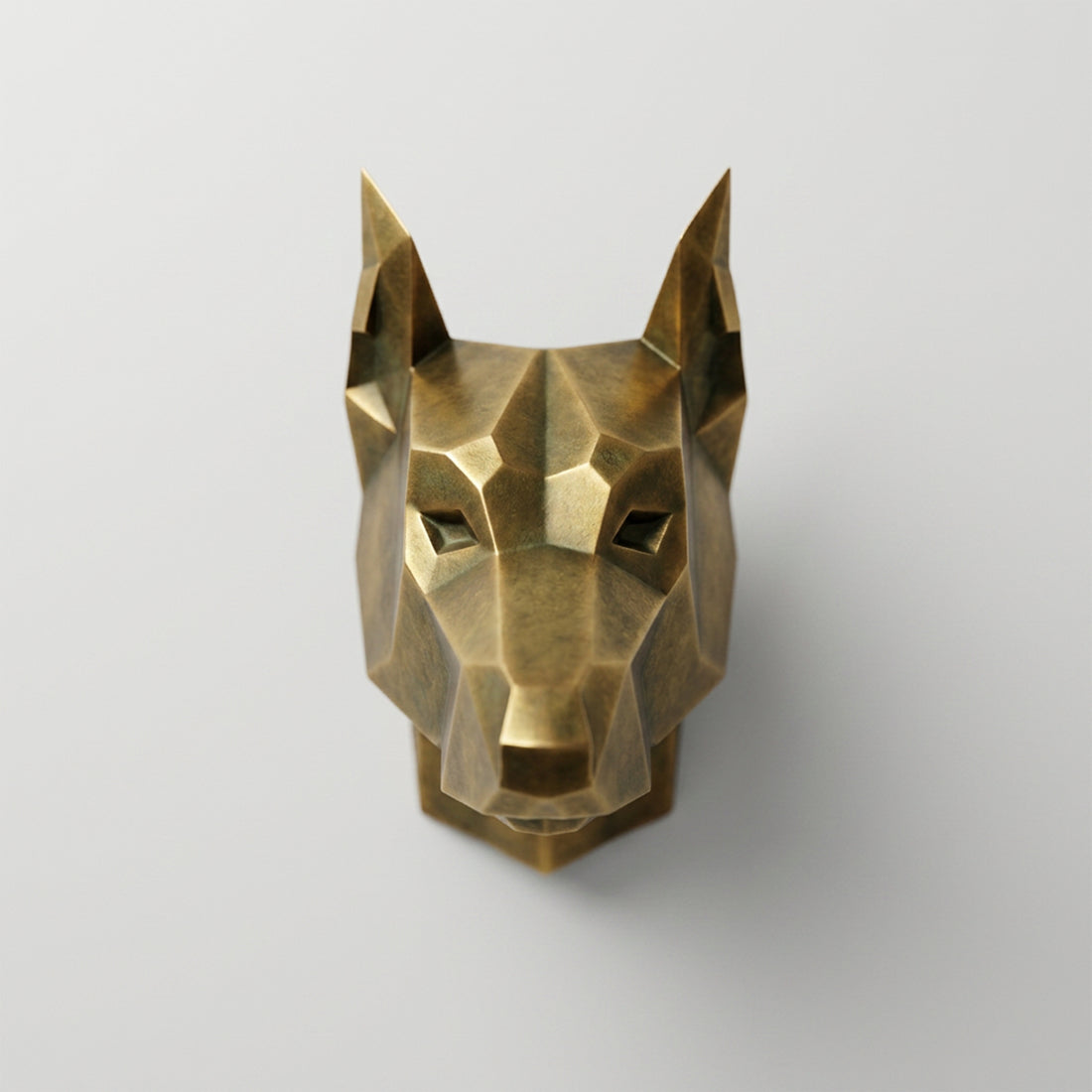 Sculpture Tête de Chien de Garde Facettée - Sculpture Origami