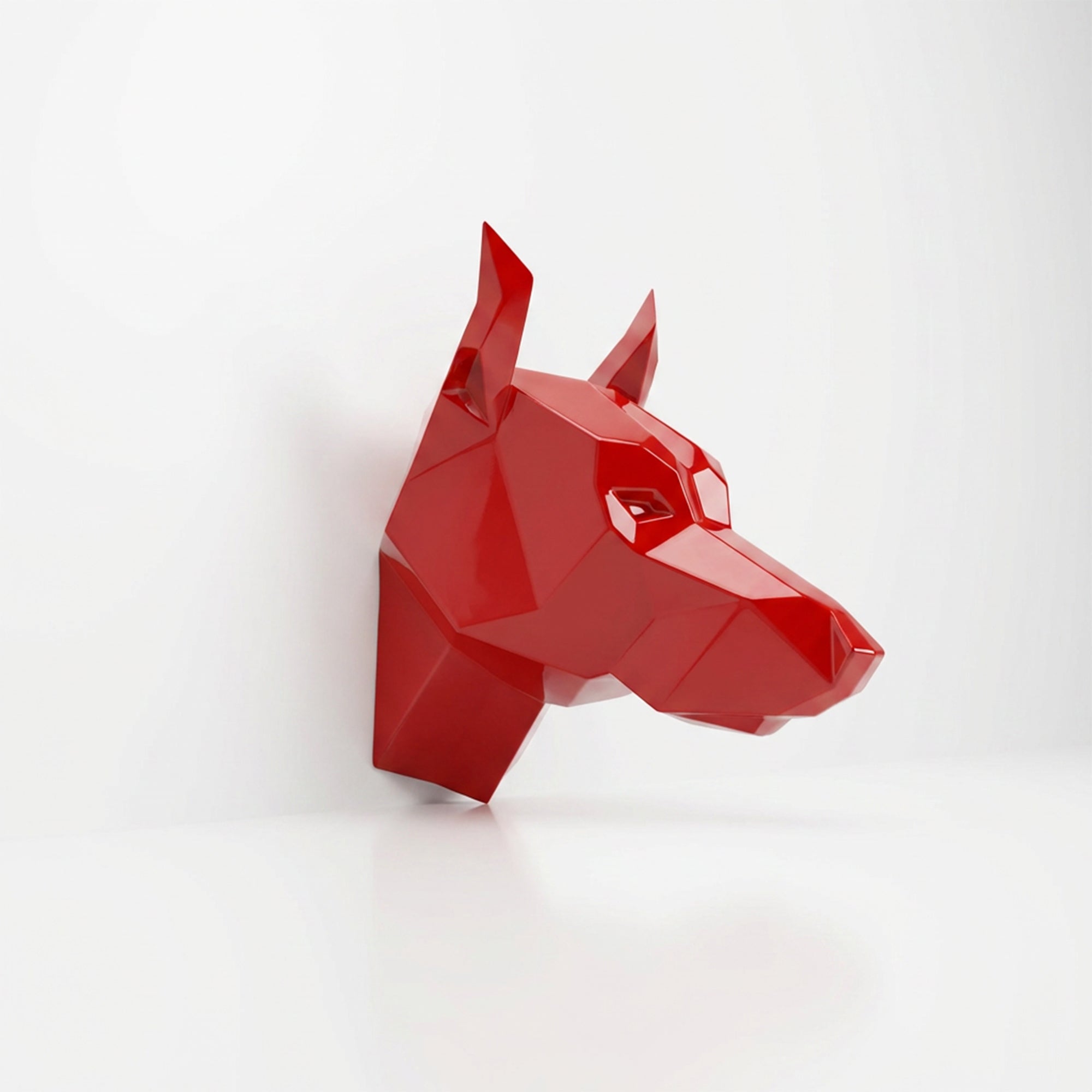 Sculpture Tête de Chien de Garde Facettée - Sculpture Origami
