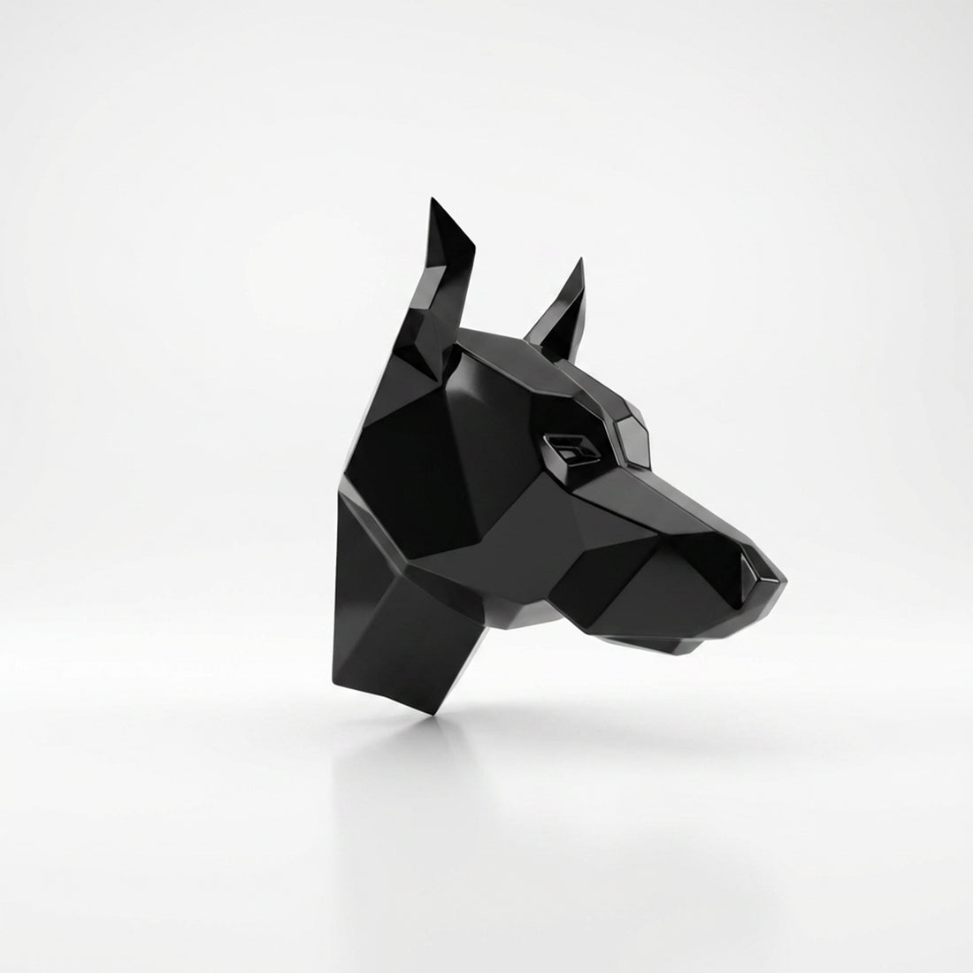 Sculpture Tête de Chien de Garde Facettée - Sculpture Origami