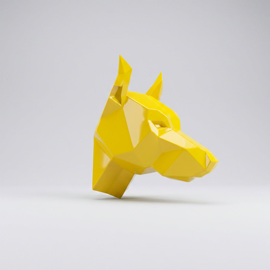 Sculpture Tête de Chien de Garde Facettée - Sculpture Origami