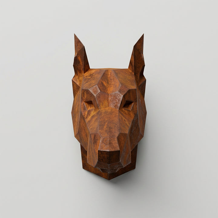 Sculpture Tête de Chien de Garde Facettée