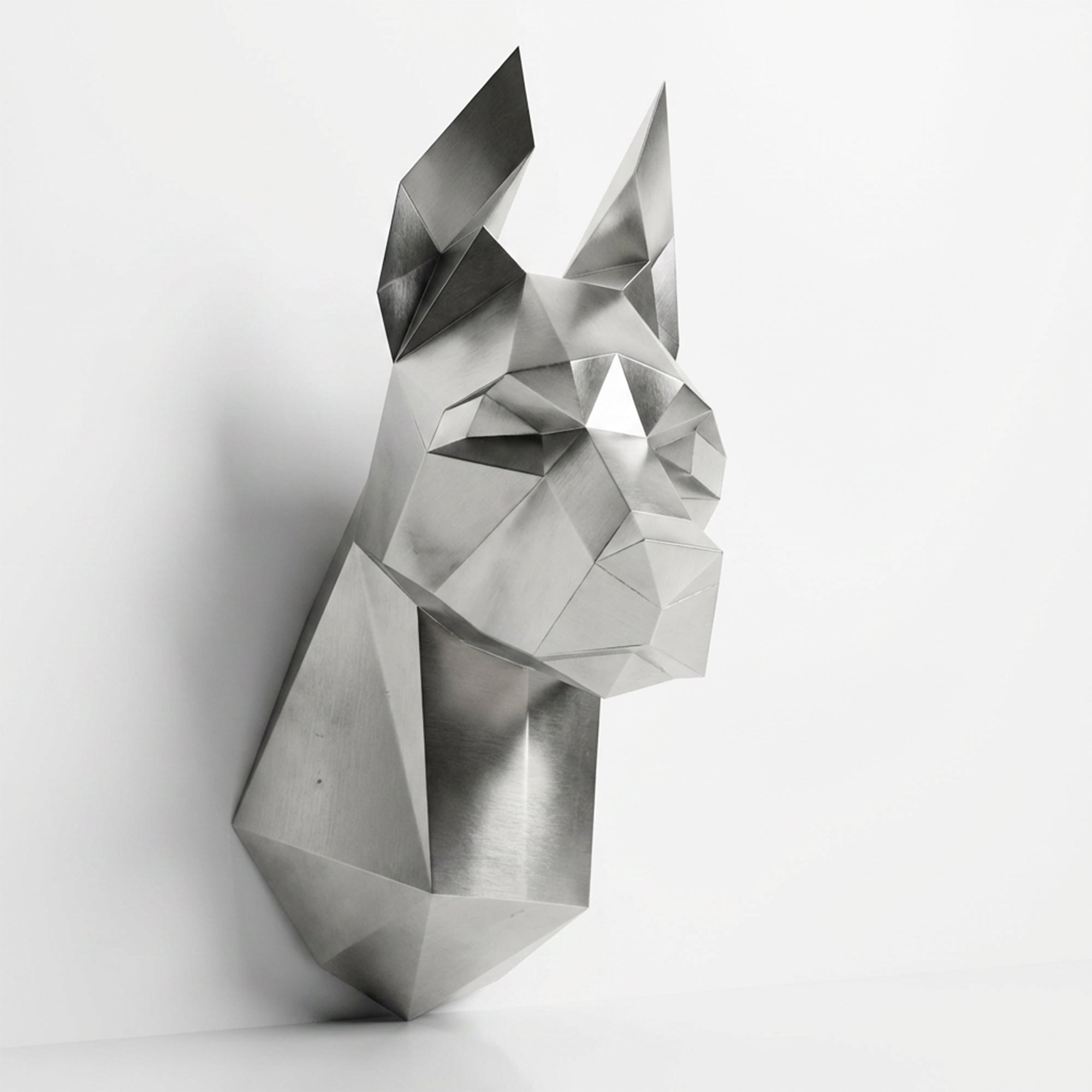 Sculpture Tête de Doberman Murale Facettée - Sculpture Origami