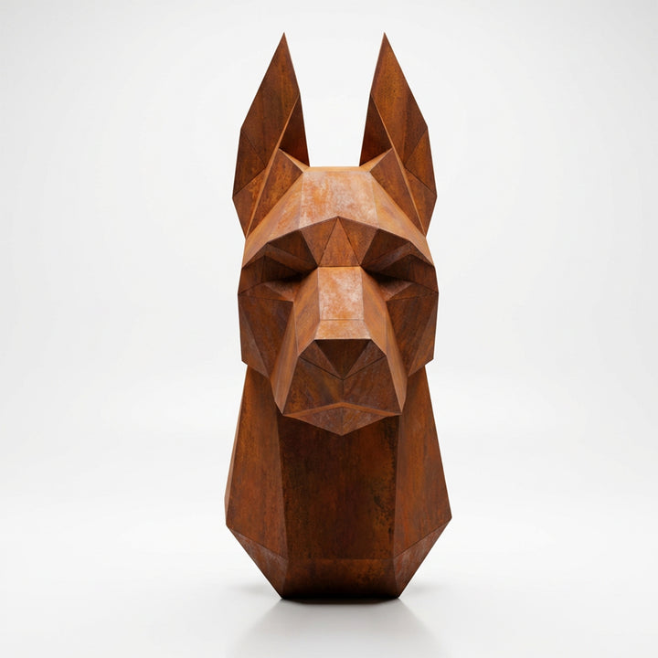Sculpture Tête de Doberman Murale Facettée