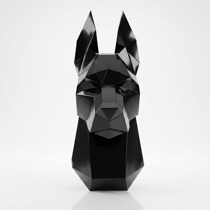 Sculpture Tête de Doberman Murale Facettée