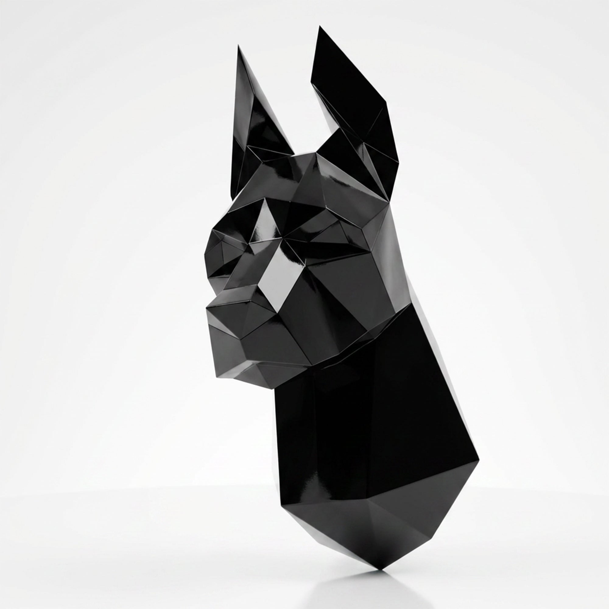 Sculpture Tête de Doberman Murale Facettée - Sculpture Origami