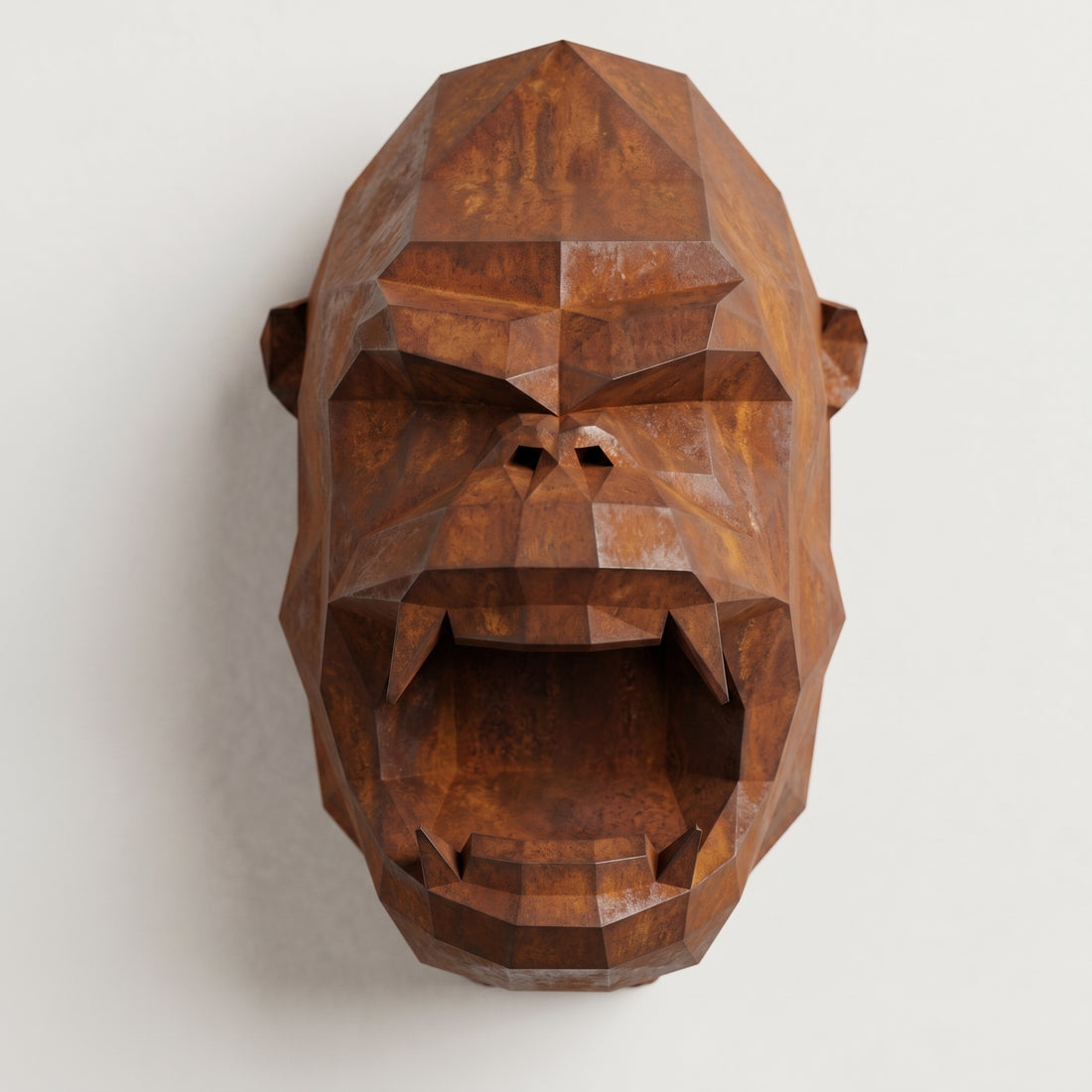 Sculpture Tête de Gorille Design Géométrique en Corten - Sculpture Origami