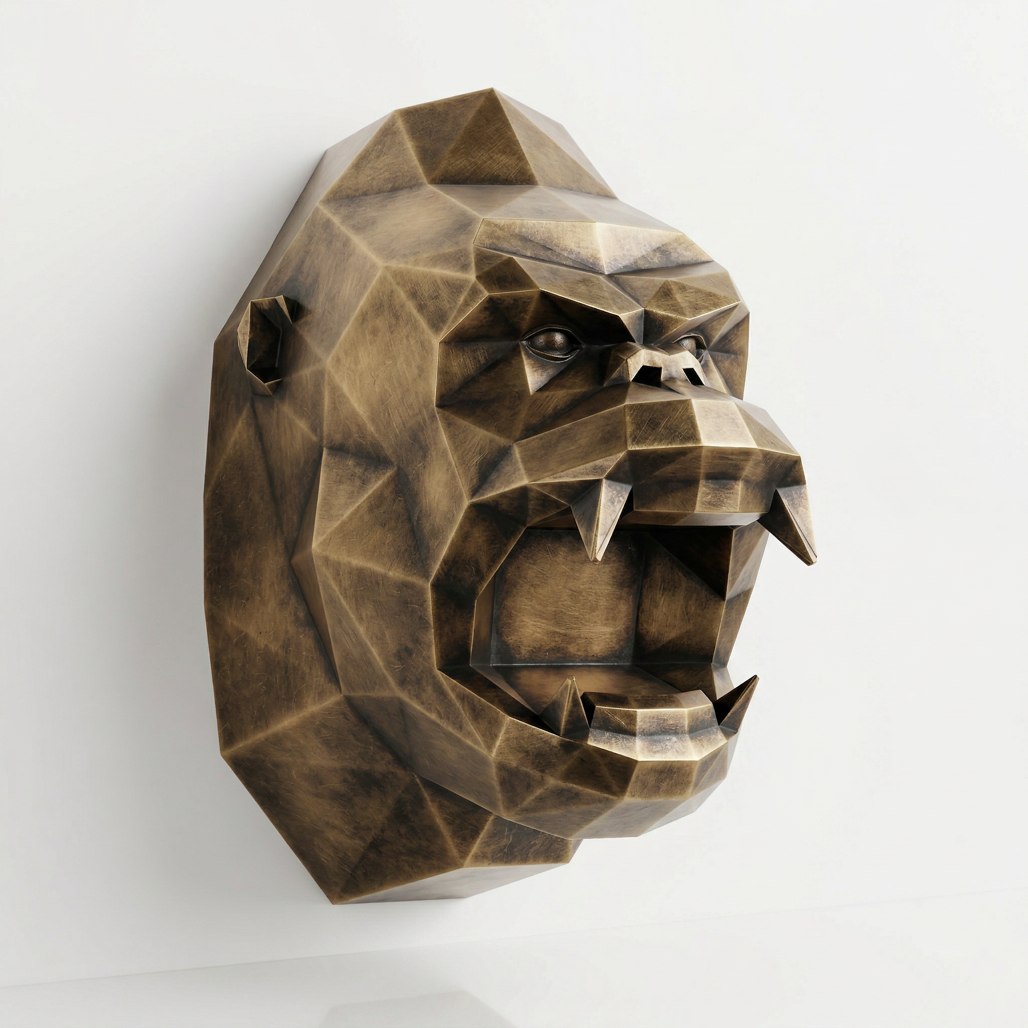 Sculpture Tête de Gorille Design Géométrique - Sculpture Origami