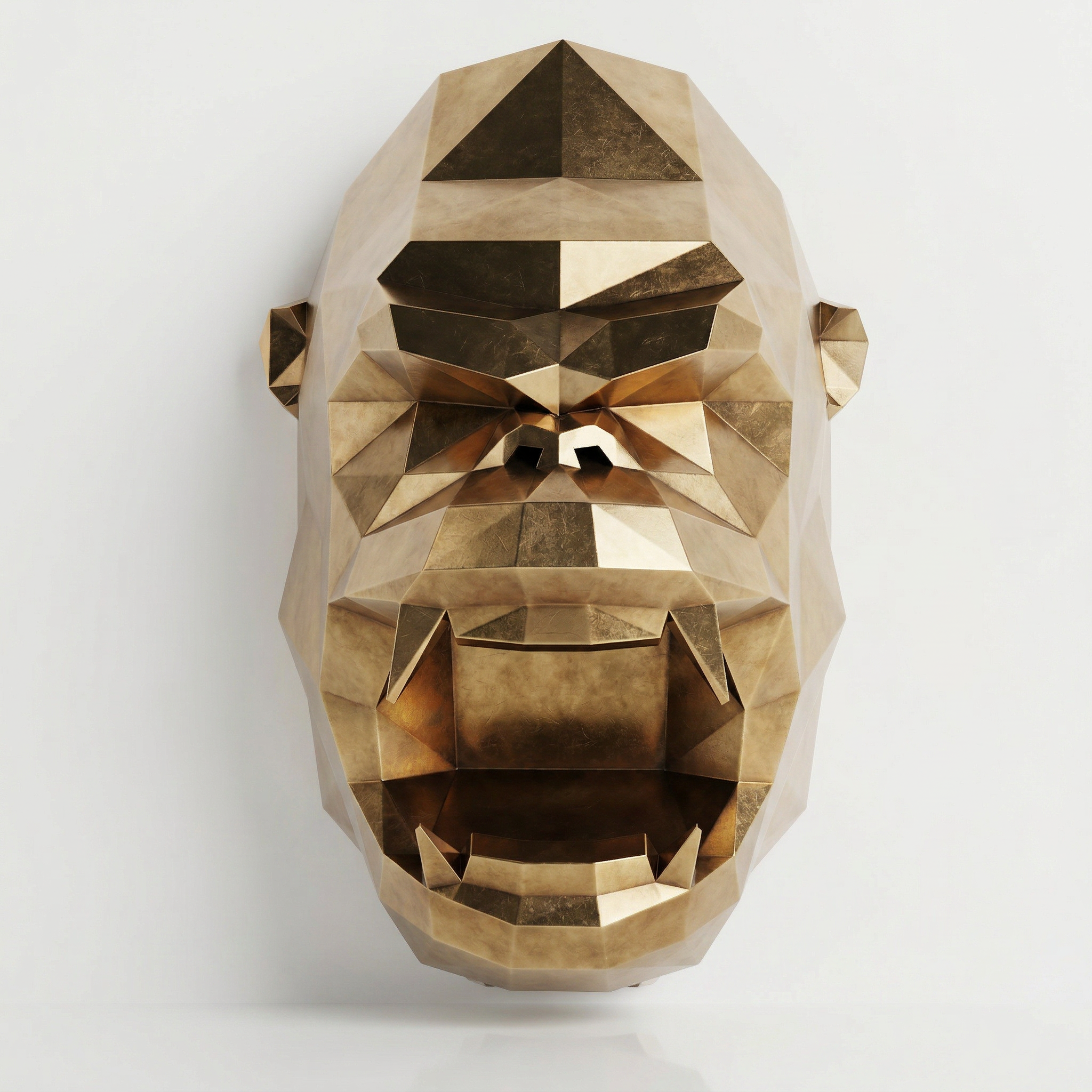 Sculpture Tête de Gorille Design Géométrique - Sculpture Origami