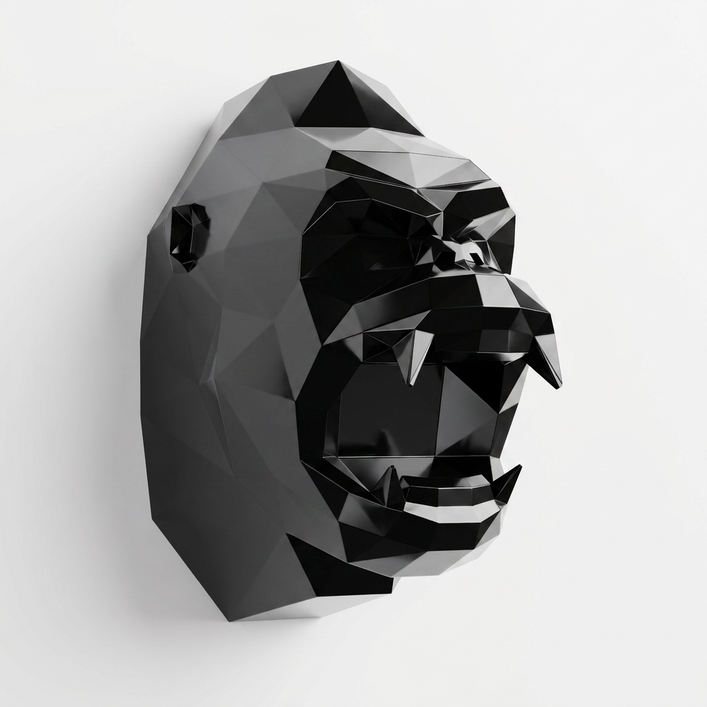 Sculpture Tête de Gorille Design Géométrique en Résine - Sculpture Origami