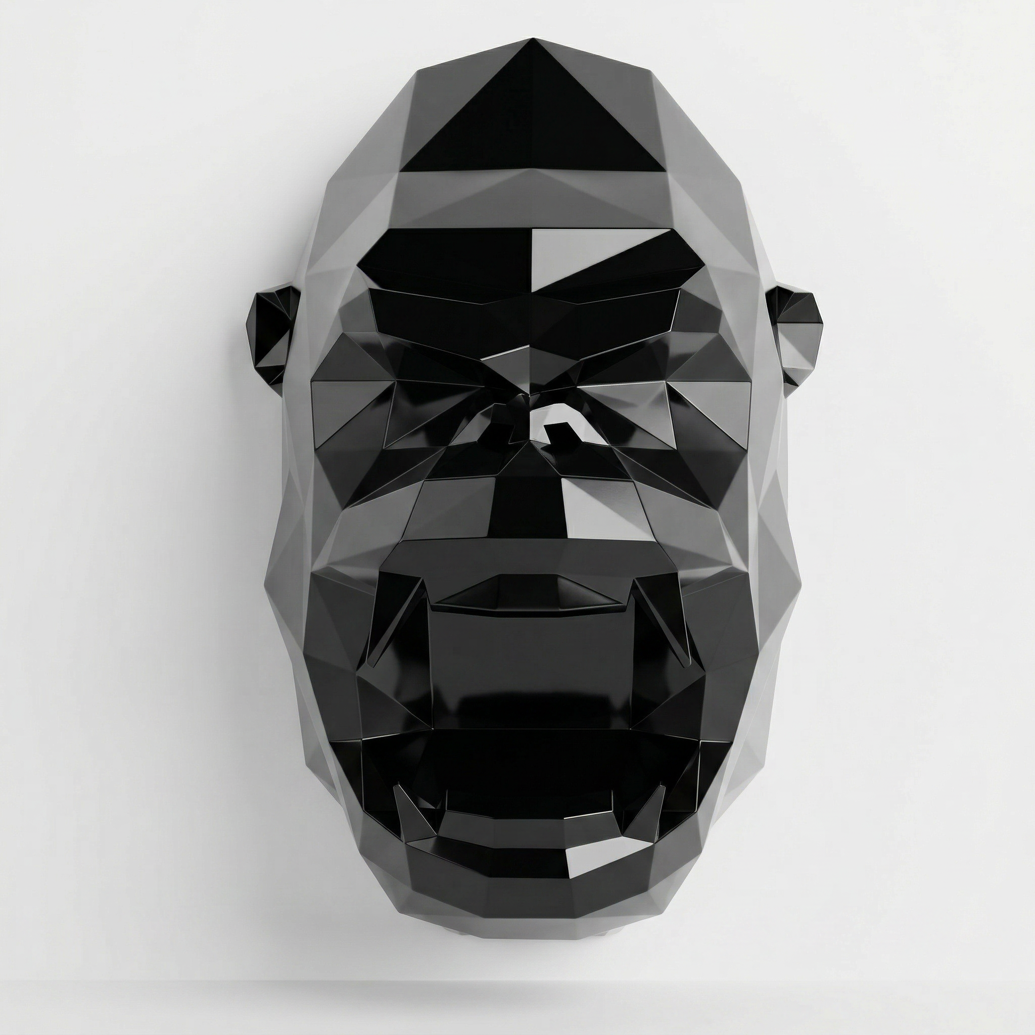 Sculpture Tête de Gorille Design Géométrique en Résine - Sculpture Origami