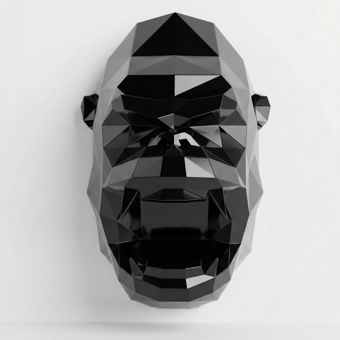 Sculpture Tête de Gorille Design Géométrique en Résine - Sculpture Origami