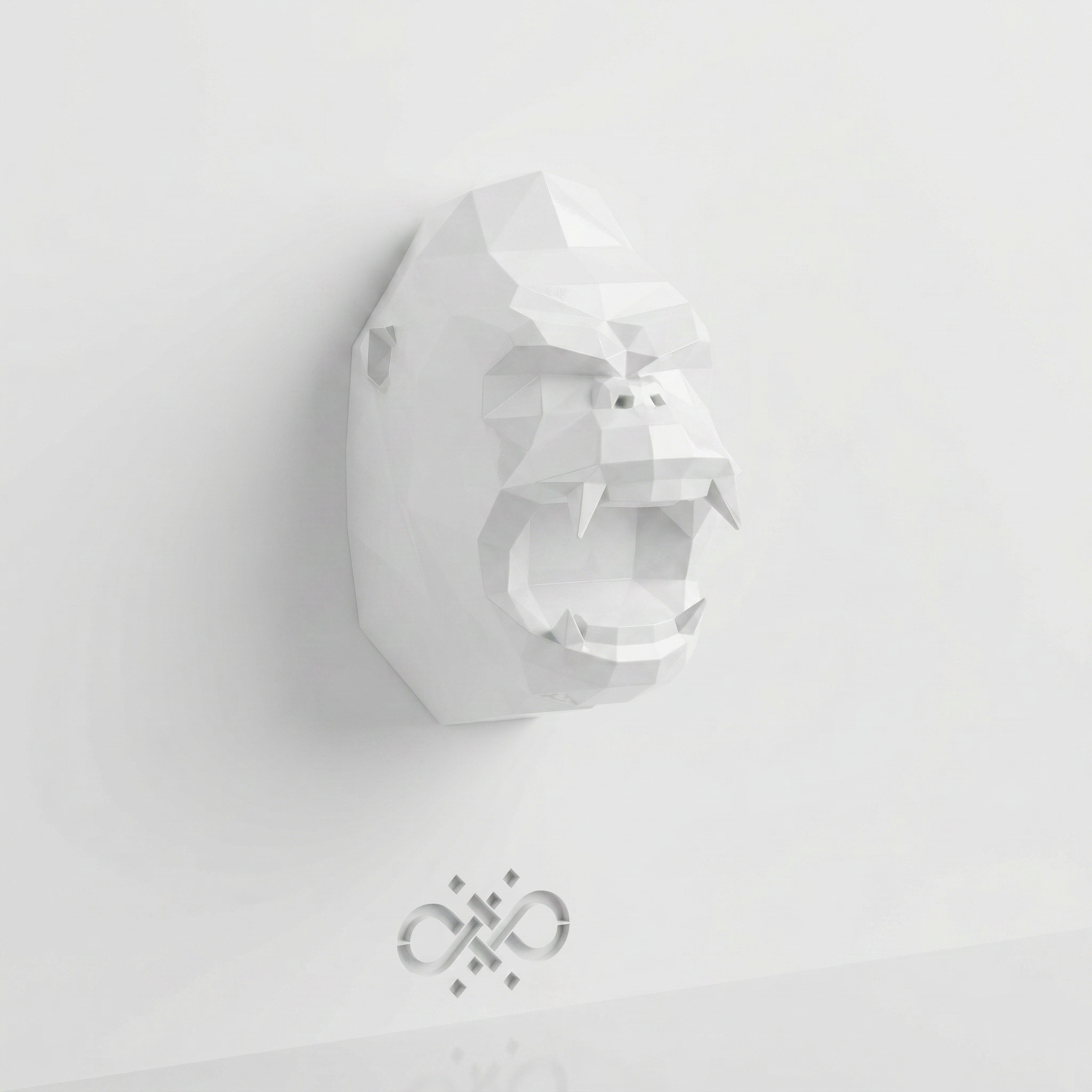 Sculpture Tête de Gorille Design Géométrique en Résine - Sculpture Origami