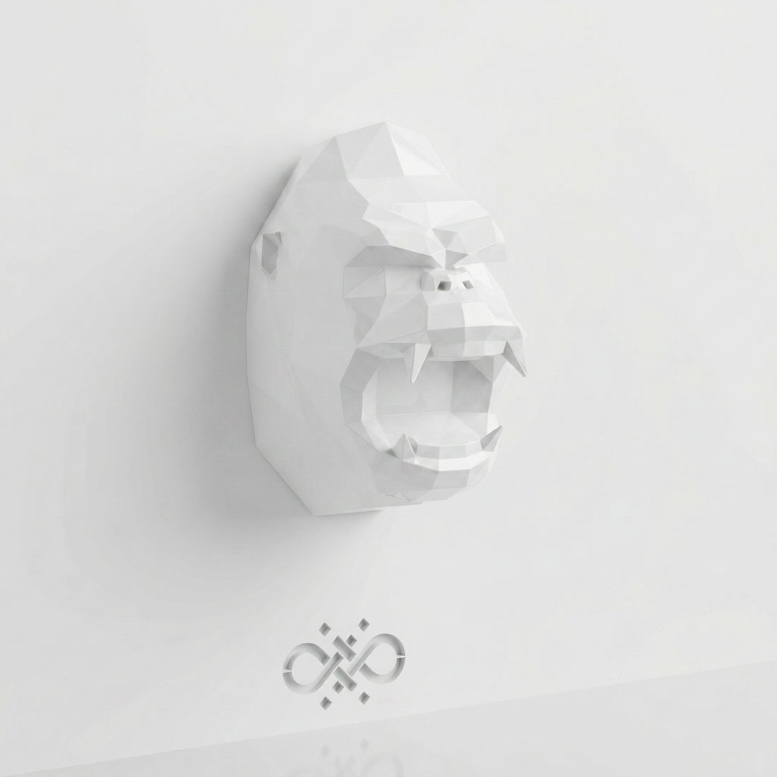 Sculpture Tête de Gorille Design Géométrique en Résine - Sculpture Origami