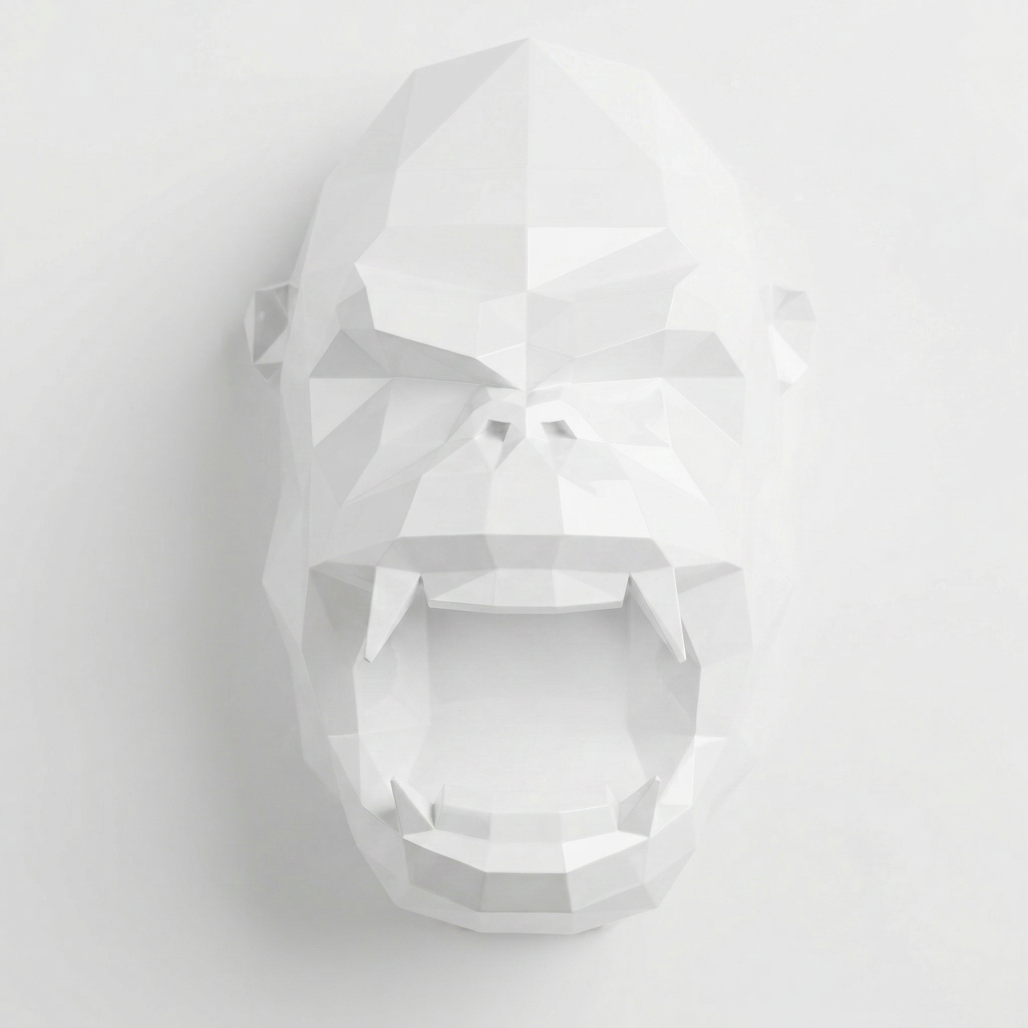 Sculpture Tête de Gorille Design Géométrique en Résine - Sculpture Origami