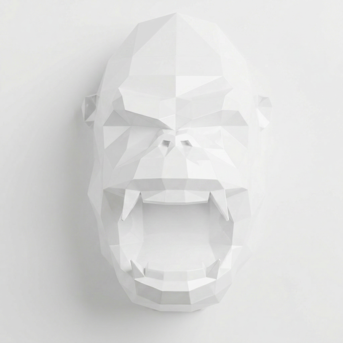 Sculpture Tête de Gorille Design Géométrique en Résine - Sculpture Origami