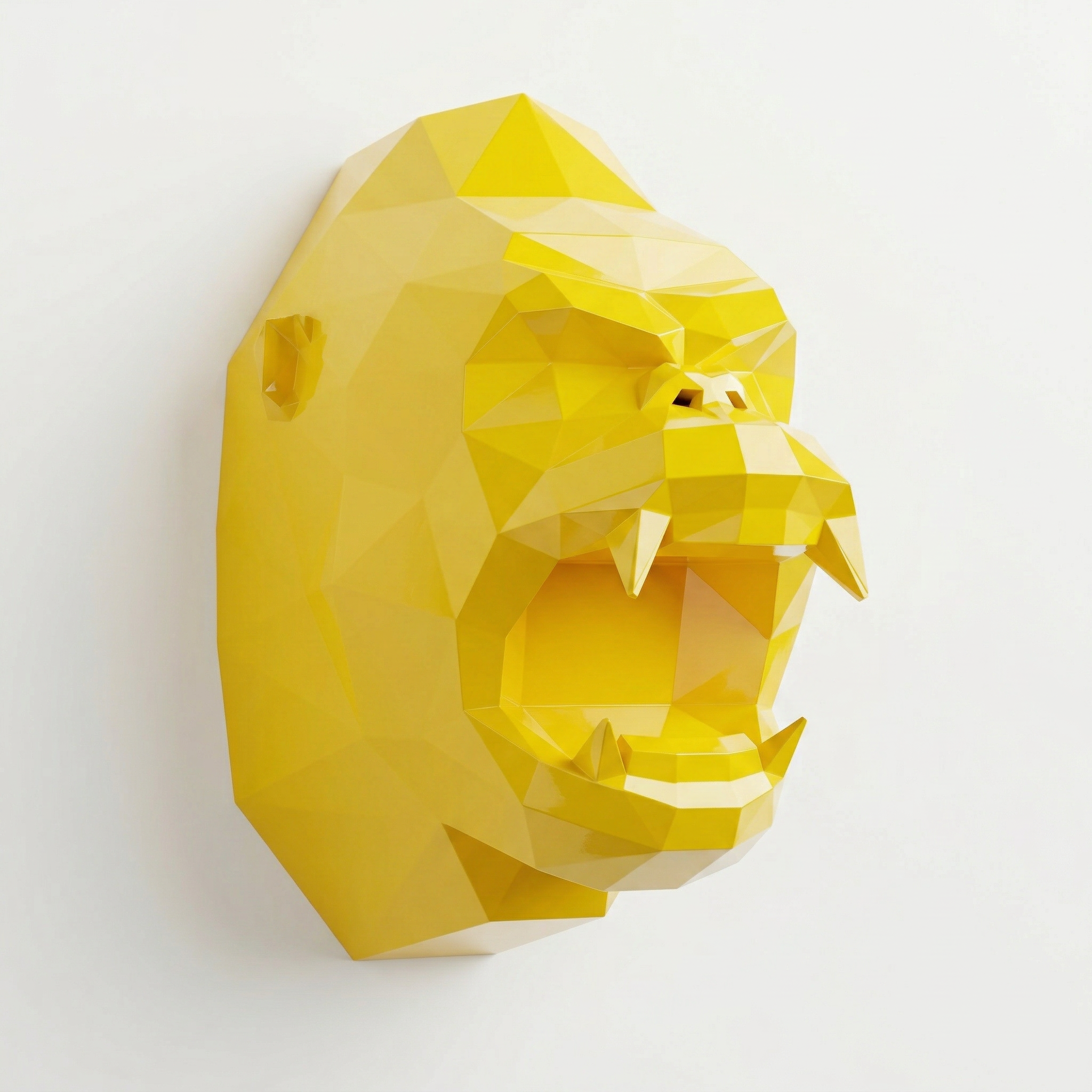 Sculpture Tête de Gorille Design Géométrique en Résine - Sculpture Origami