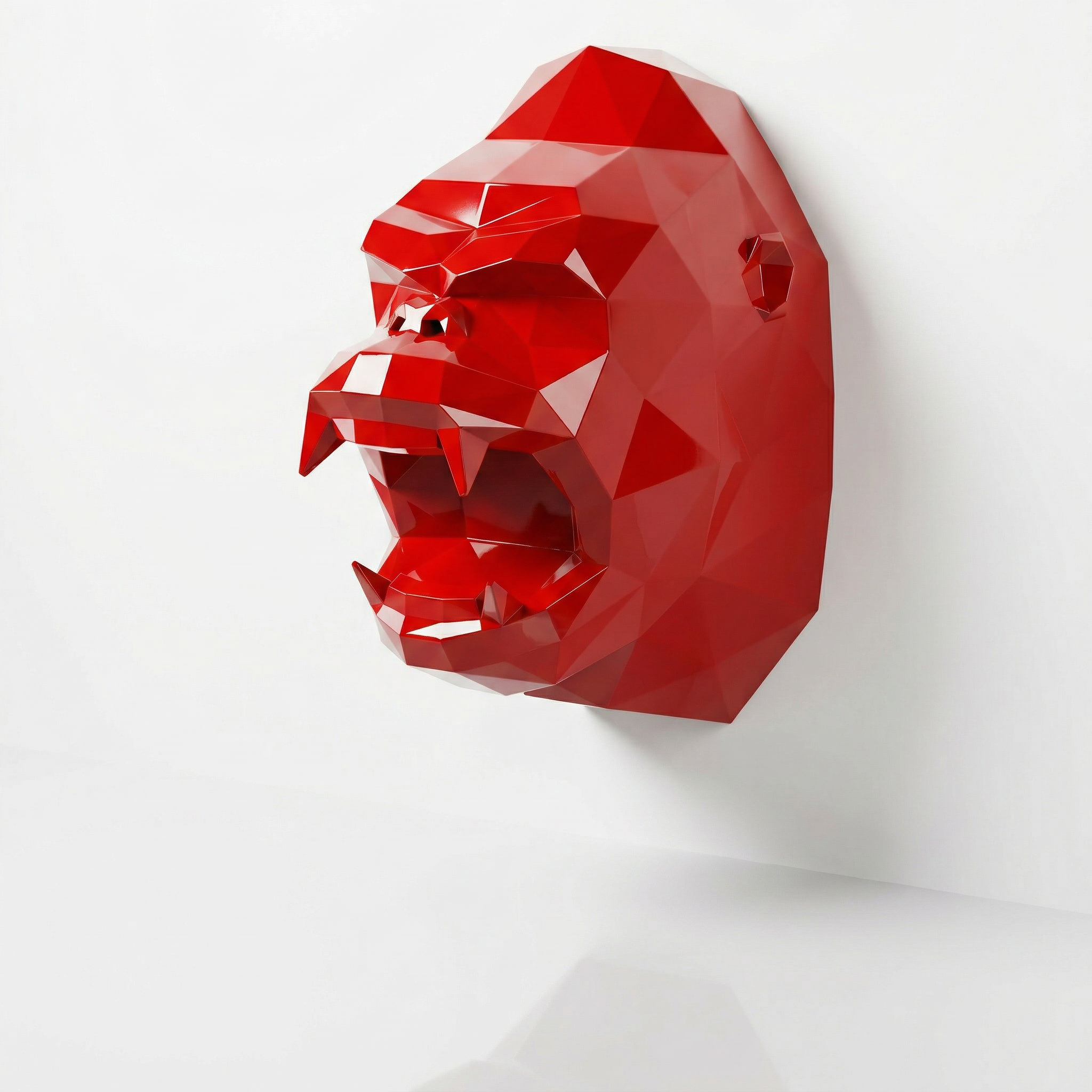 Sculpture Tête de Gorille Design Géométrique en Résine - Sculpture Origami