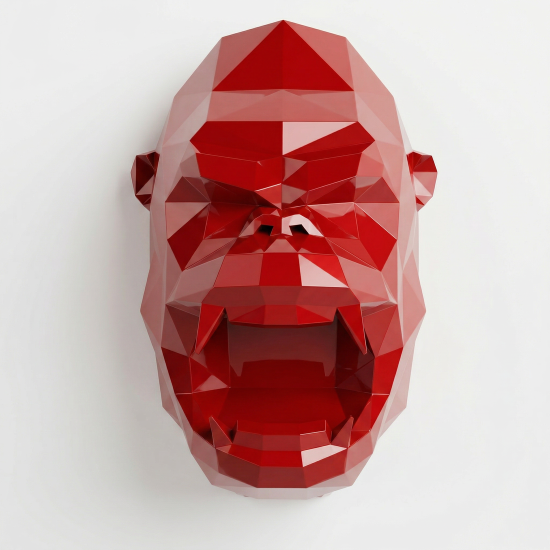 Sculpture Tête de Gorille Design Géométrique en Résine - Sculpture Origami