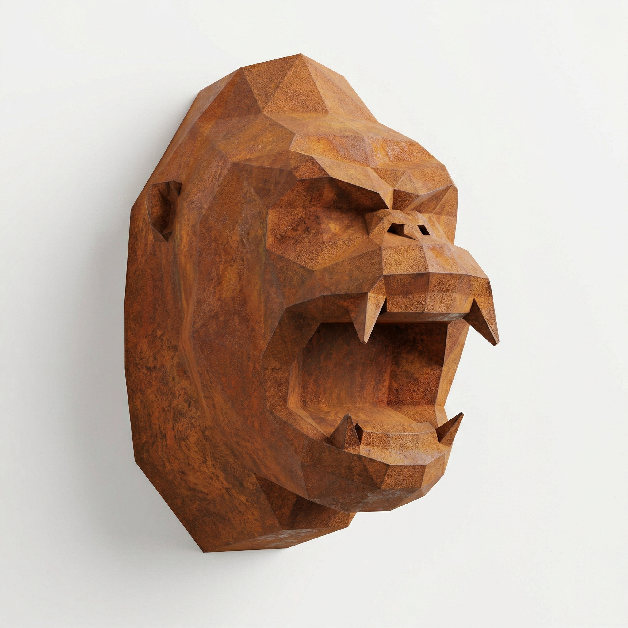 Sculpture Tête de Gorille Design Géométrique en Corten - Sculpture Origami