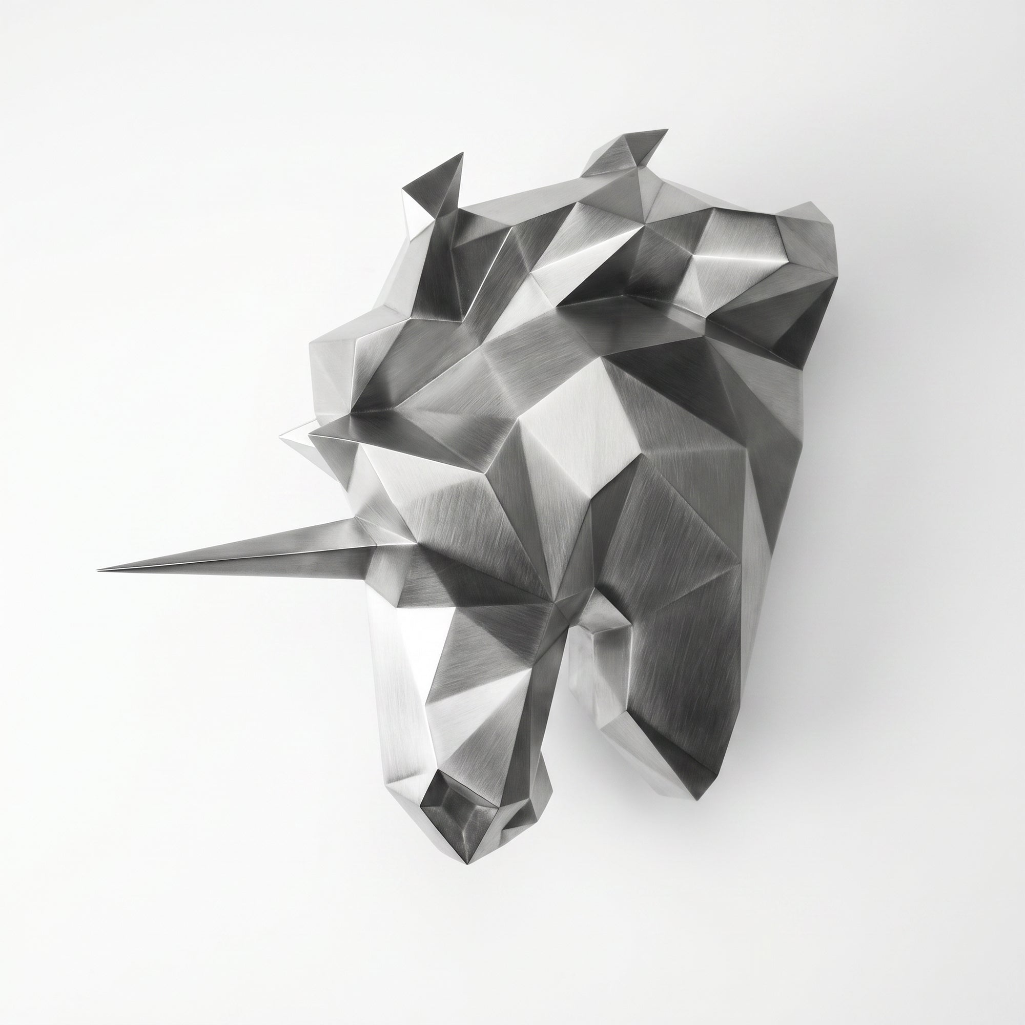 Sculpture Tête de Licorne Murale Facettée - Sculpture Origami