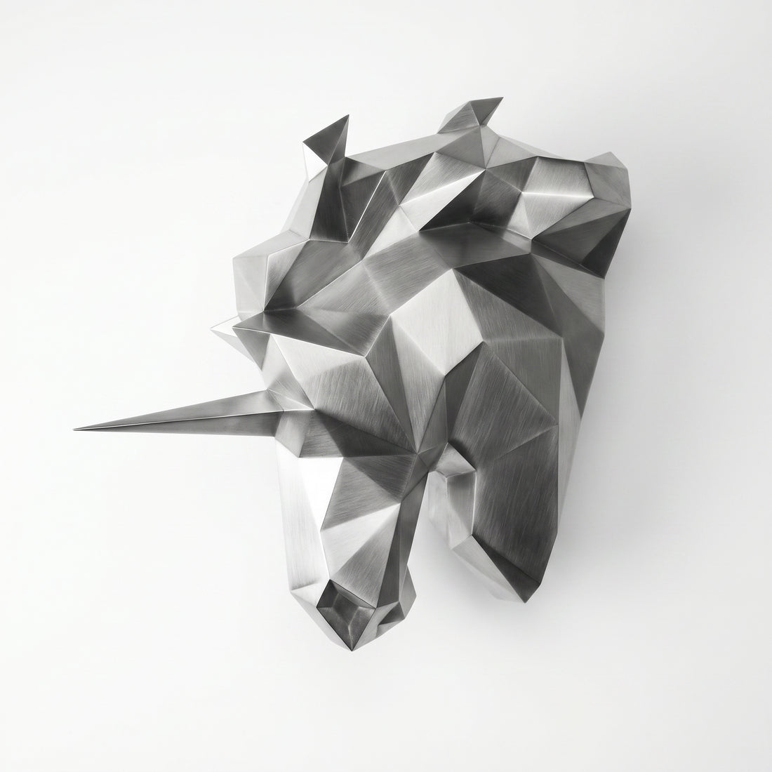Sculpture Tête de Licorne Murale Facettée - Sculpture Origami